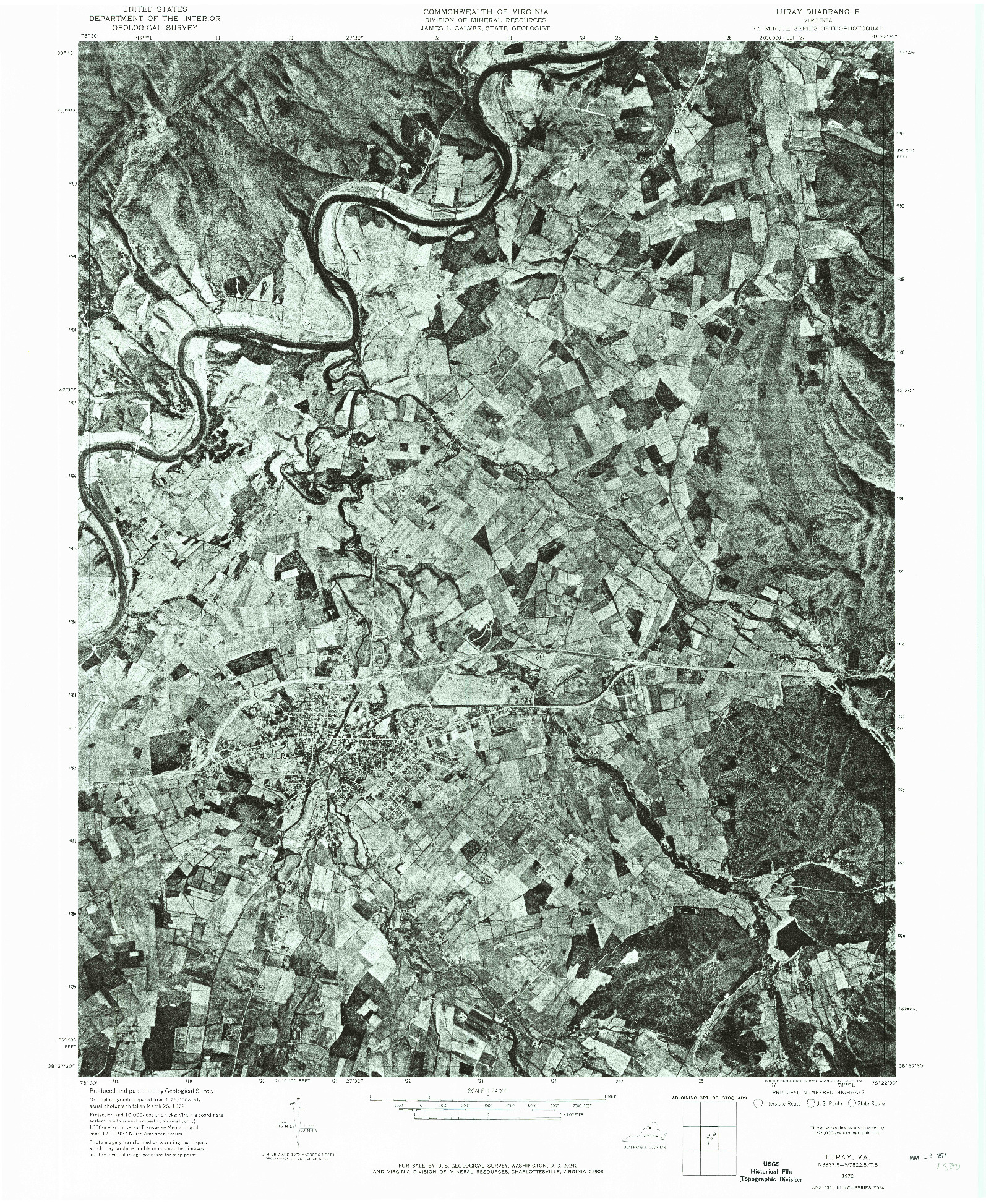 USGS 1:24000-SCALE QUADRANGLE FOR LURAY, VA 1972