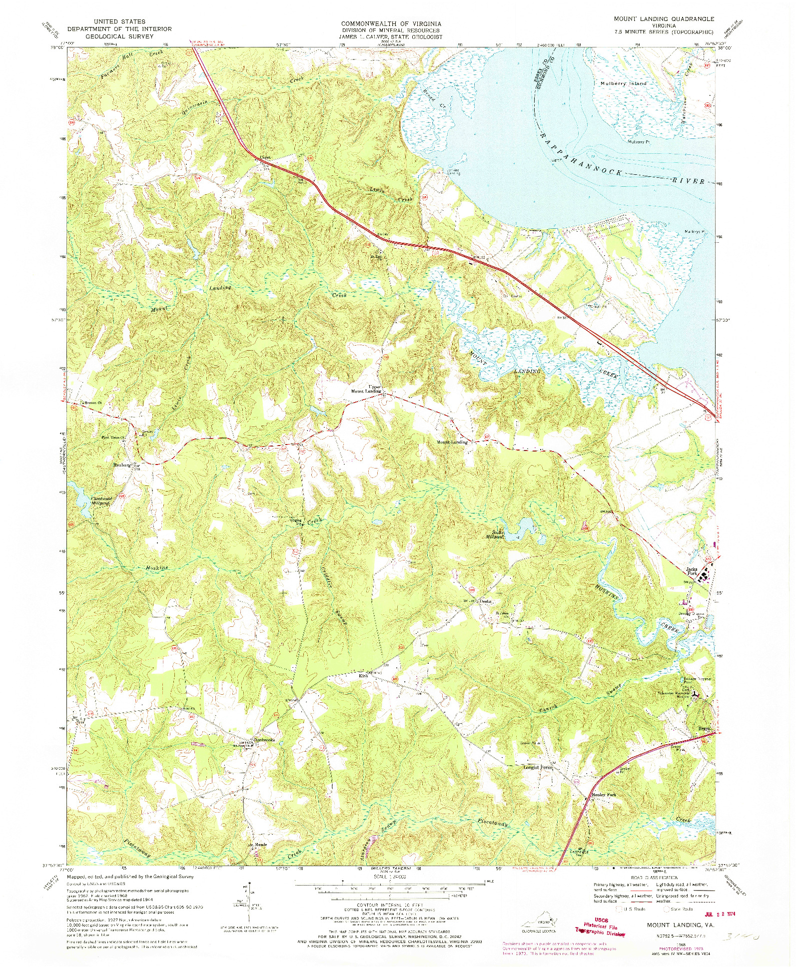 USGS 1:24000-SCALE QUADRANGLE FOR MOUNT LANDING, VA 1968