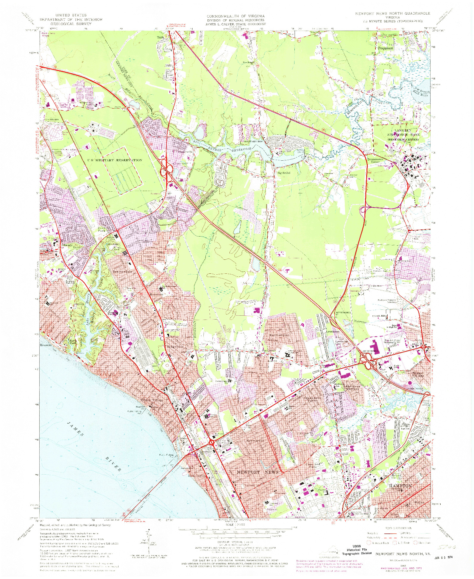 USGS 1:24000-SCALE QUADRANGLE FOR NEWPORT NEWS NORTH, VA 1965