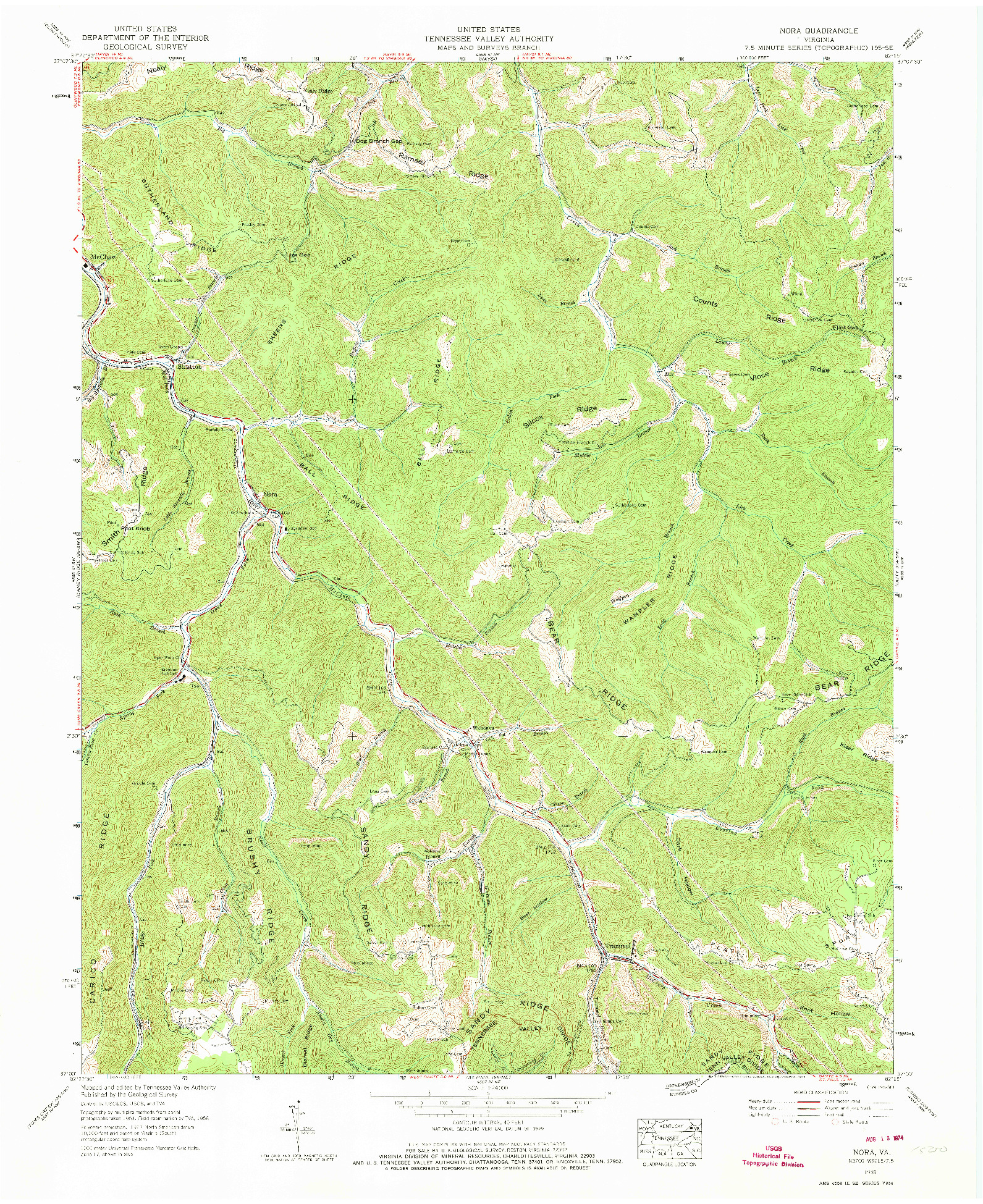 USGS 1:24000-SCALE QUADRANGLE FOR NORA, VA 1958