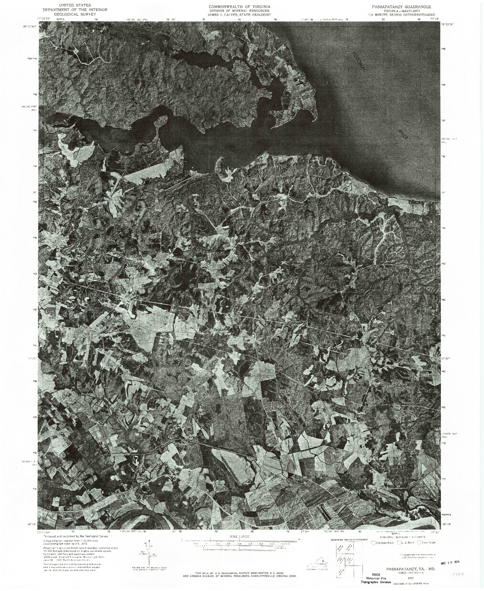 USGS 1:24000-SCALE QUADRANGLE FOR PASSAPATANZY, VA 1972