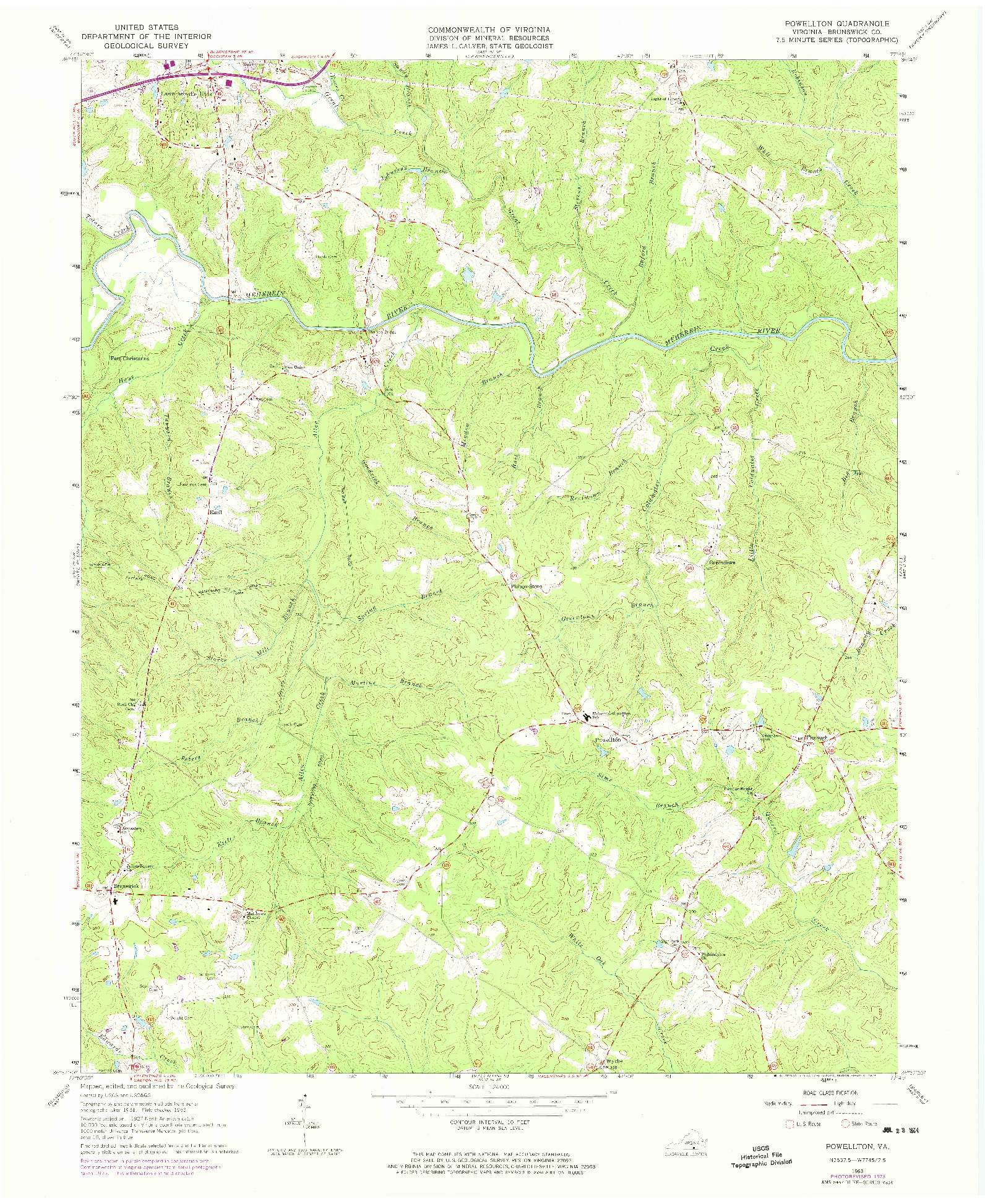 USGS 1:24000-SCALE QUADRANGLE FOR POWELLTON, VA 1963