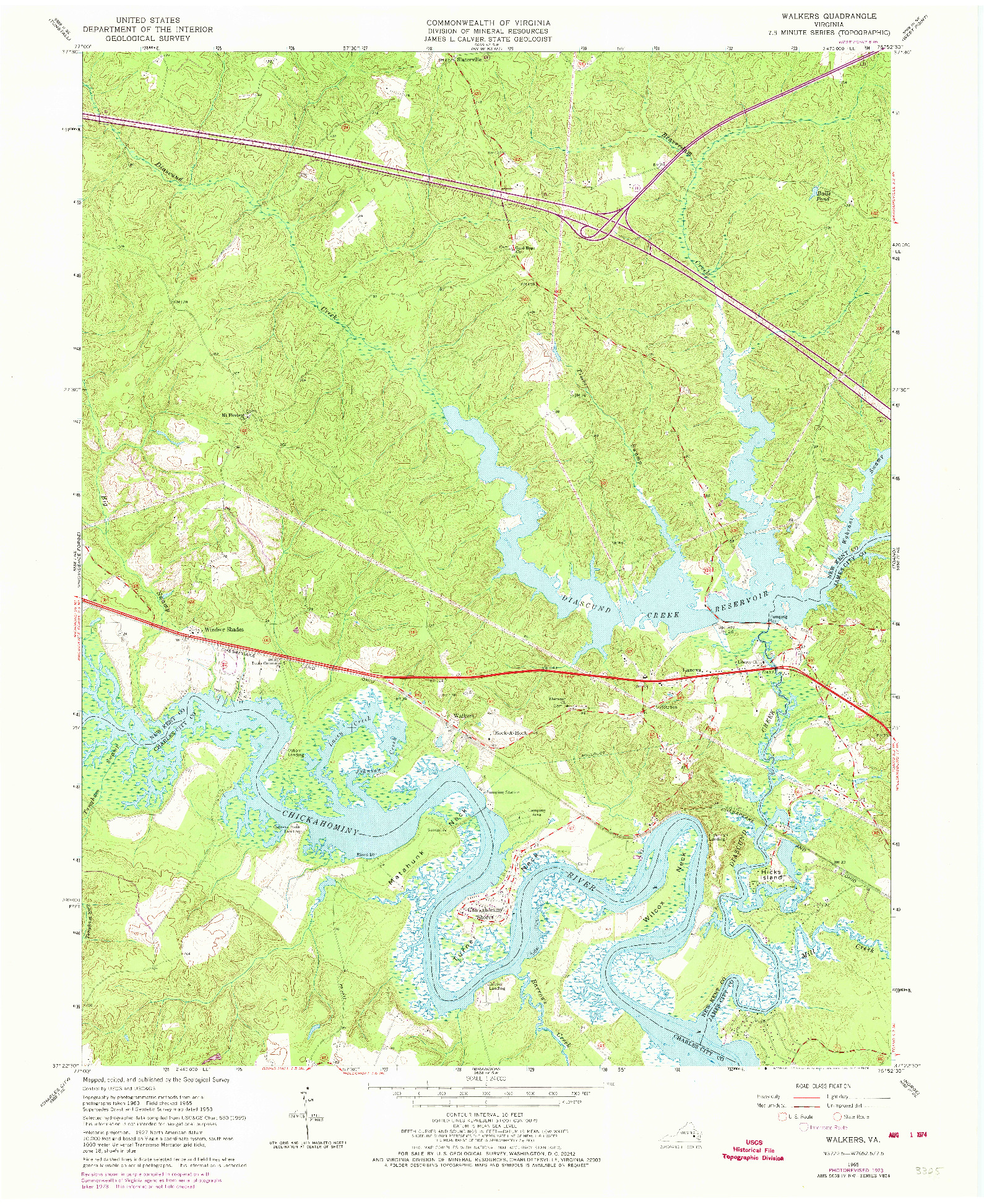 USGS 1:24000-SCALE QUADRANGLE FOR WALKERS, VA 1965