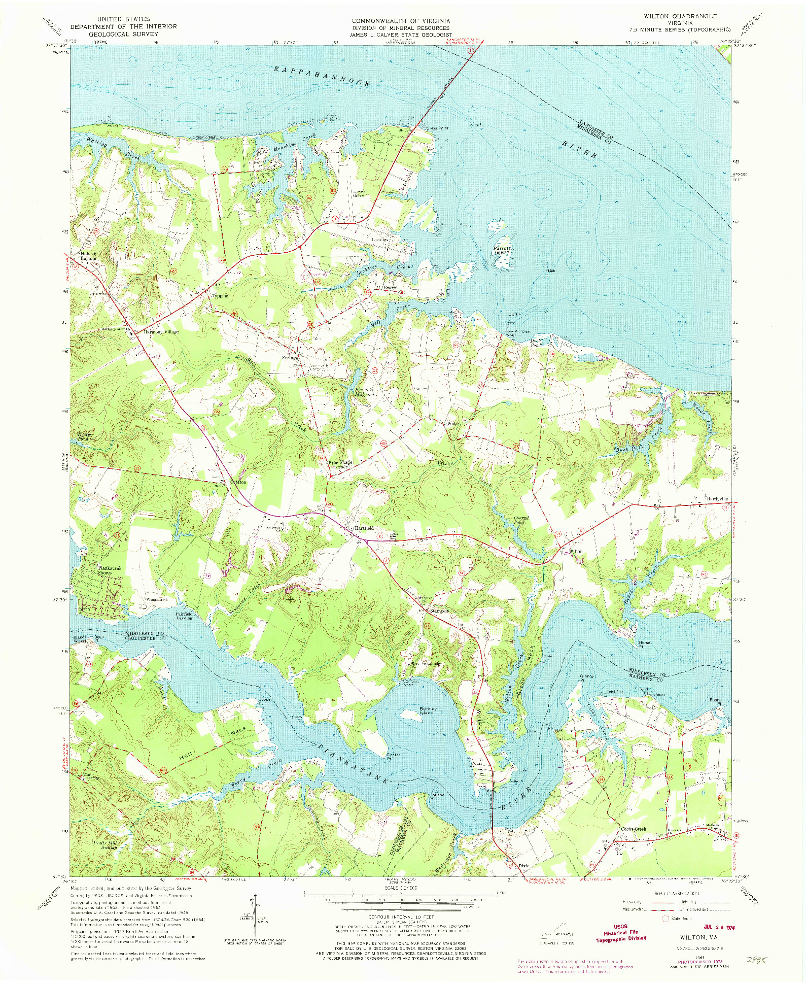 USGS 1:24000-SCALE QUADRANGLE FOR WILTON, VA 1964