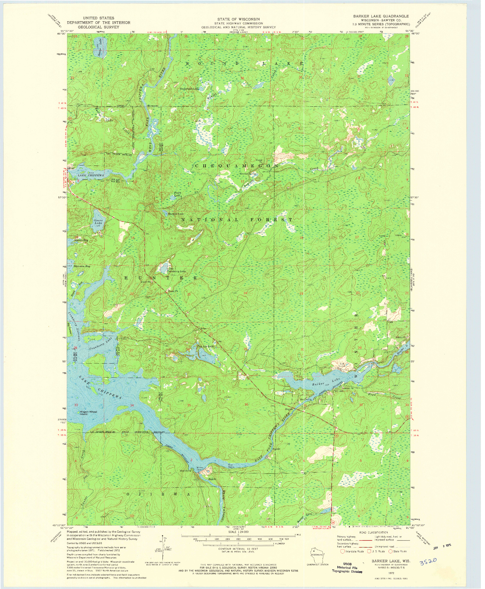 USGS 1:24000-SCALE QUADRANGLE FOR BARKER LAKE, WI 1972
