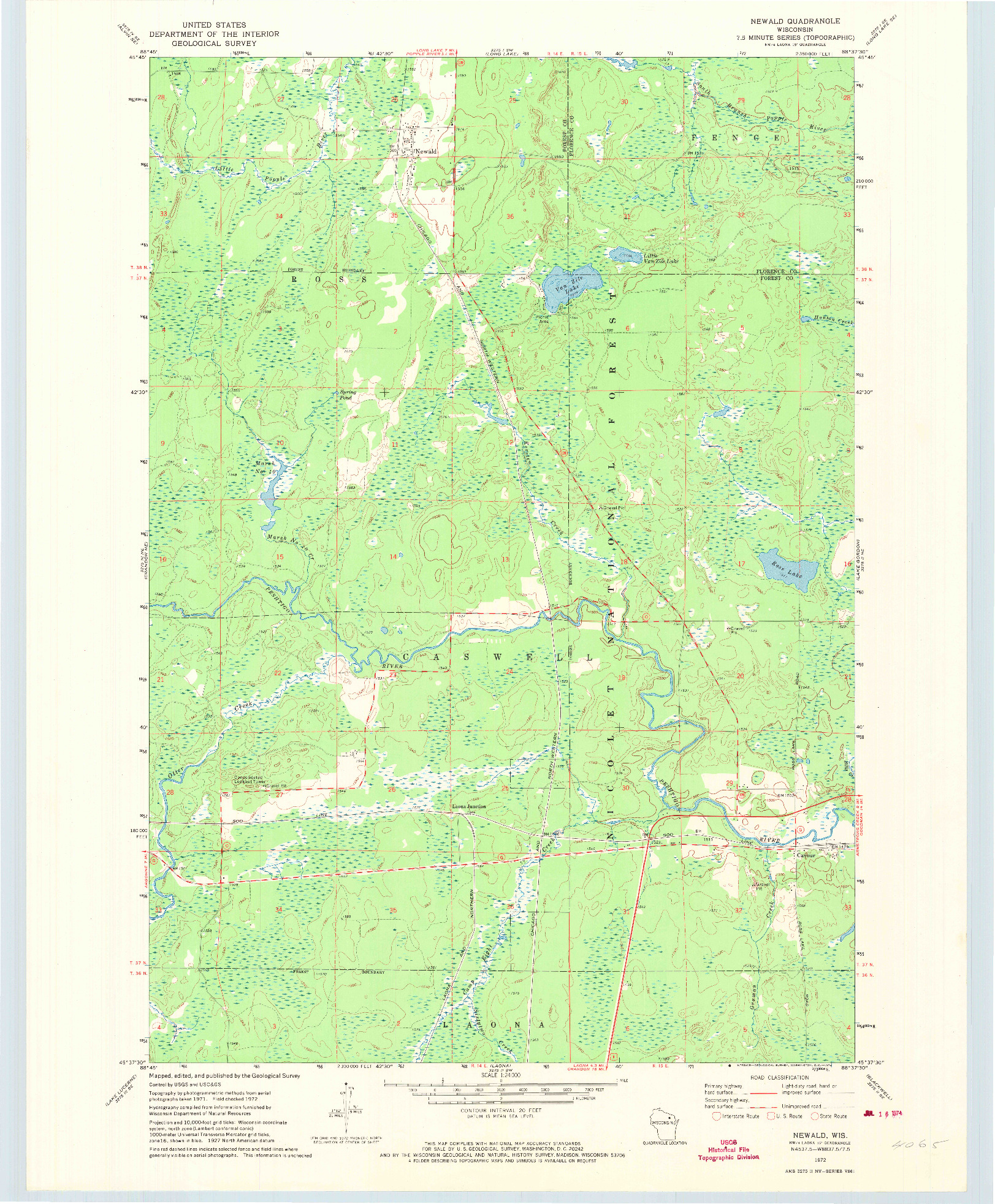 USGS 1:24000-SCALE QUADRANGLE FOR NEWALD, WI 1972
