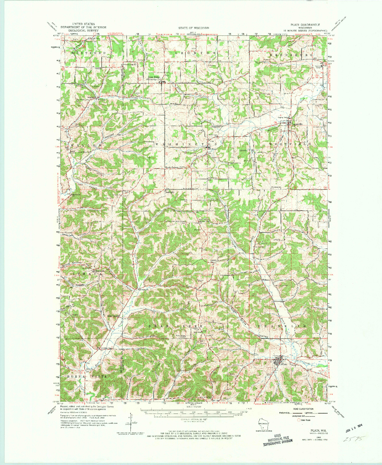 USGS 1:62500-SCALE QUADRANGLE FOR PLAIN, WI 1960