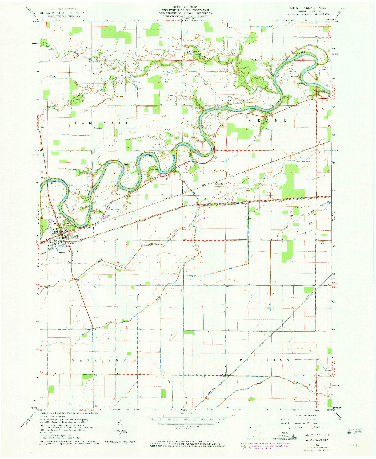 USGS 1:24000-SCALE QUADRANGLE FOR ANTWERP, OH 1960