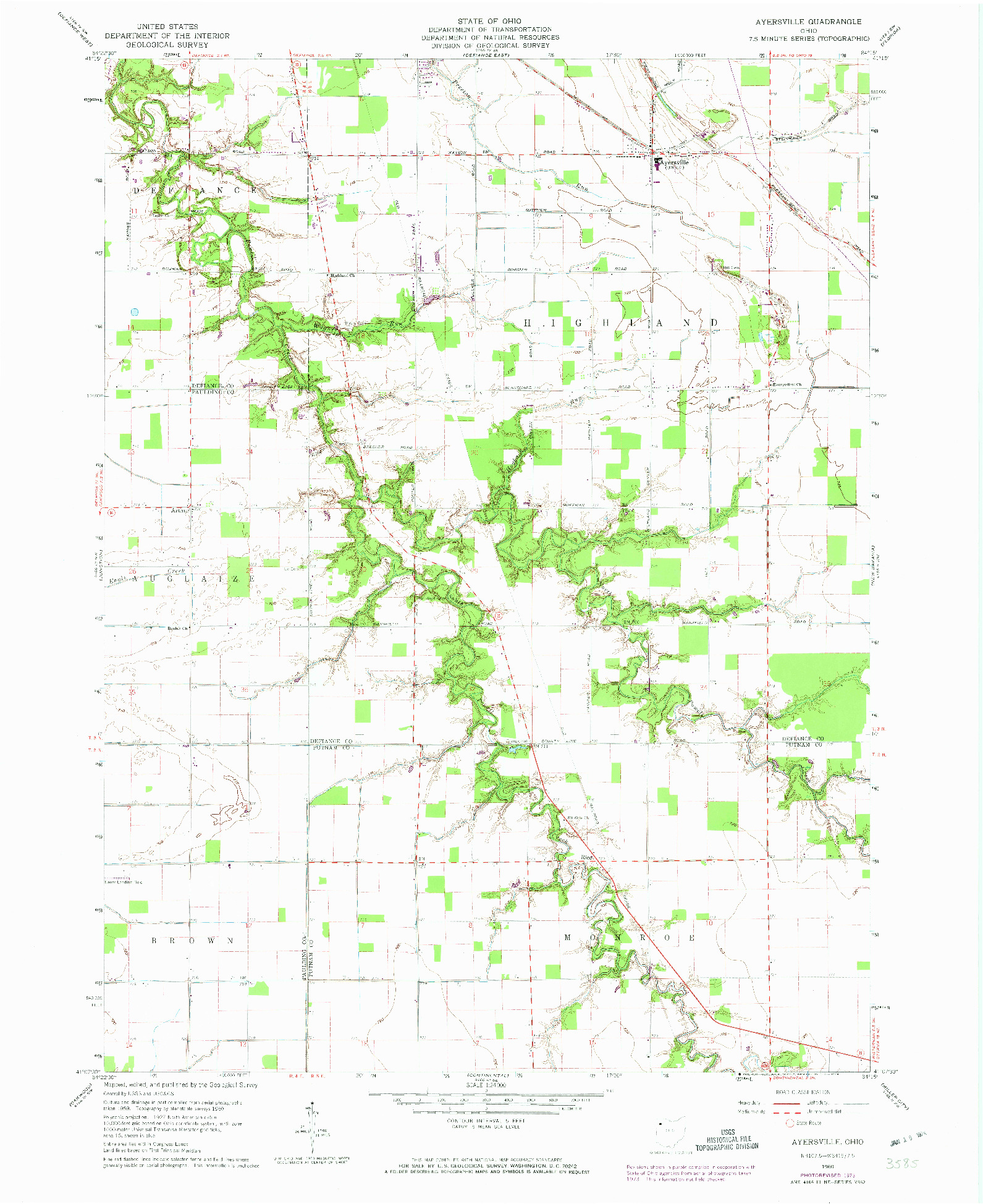 USGS 1:24000-SCALE QUADRANGLE FOR AYERSVILLE, OH 1960