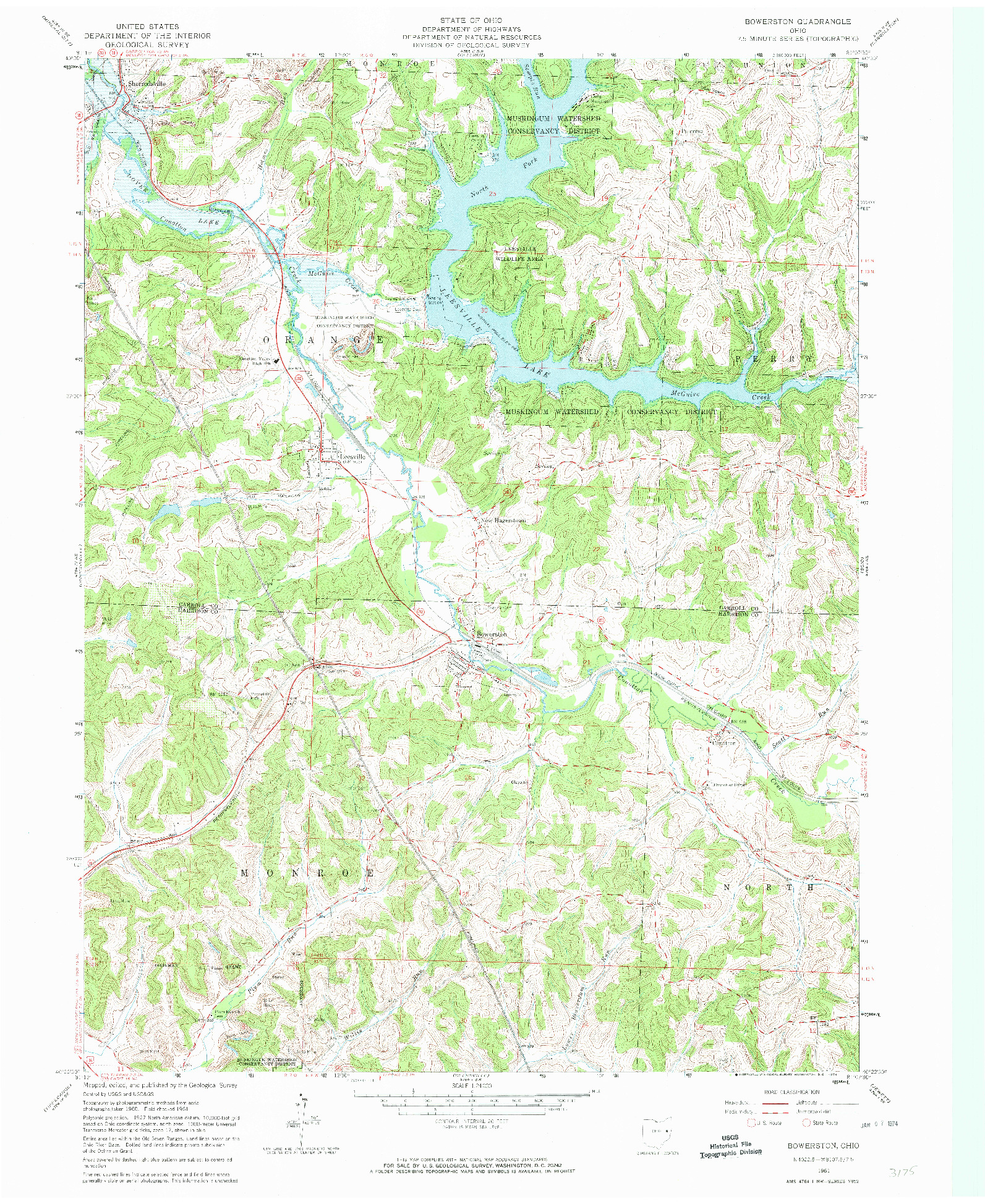 USGS 1:24000-SCALE QUADRANGLE FOR BOWERSTON, OH 1961