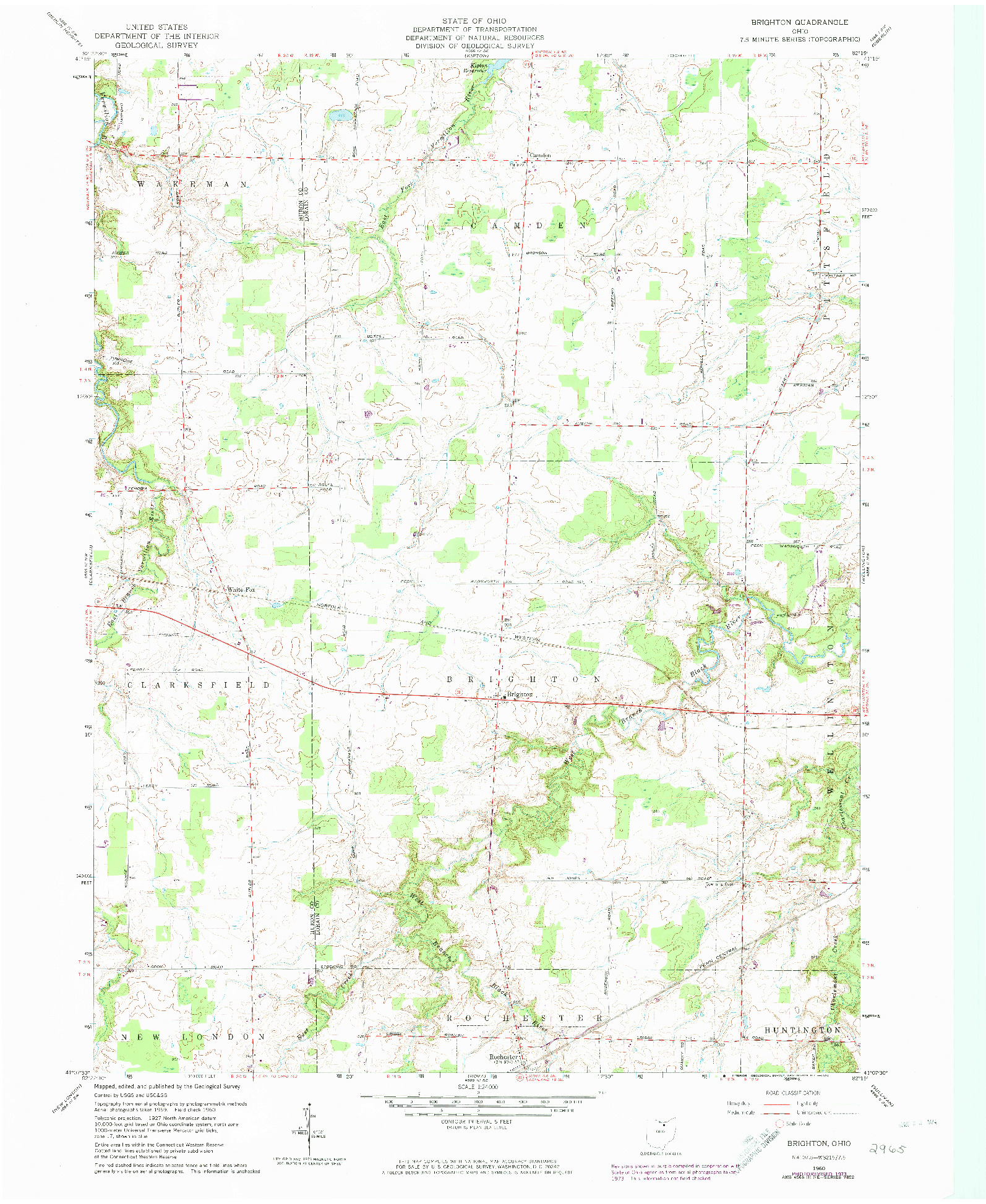 USGS 1:24000-SCALE QUADRANGLE FOR BRIGHTON, OH 1960