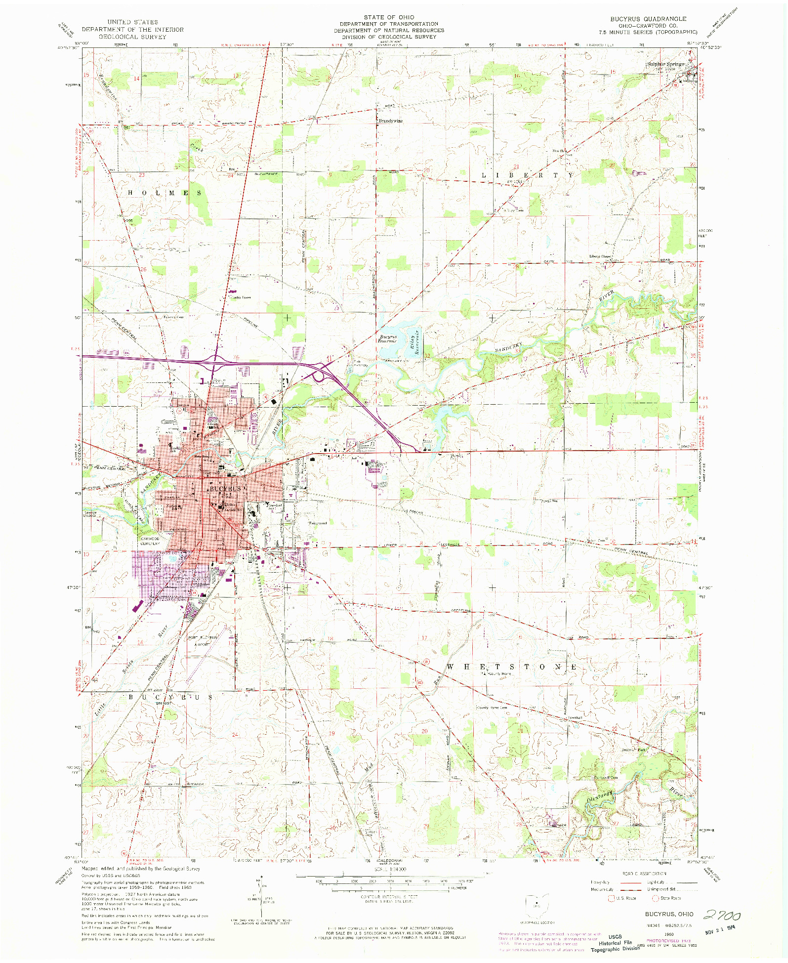 USGS 1:24000-SCALE QUADRANGLE FOR BUCYRUS, OH 1960