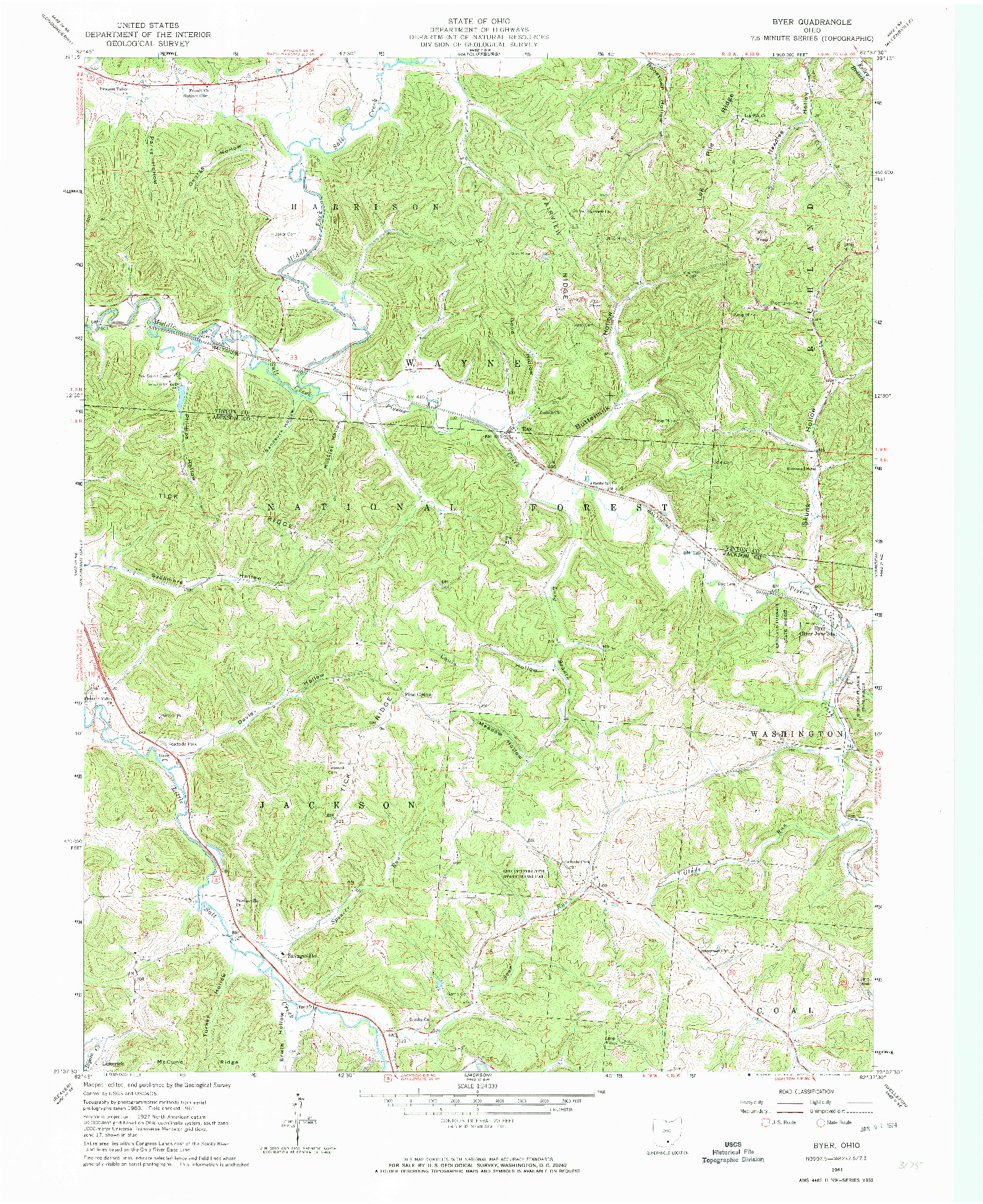 USGS 1:24000-SCALE QUADRANGLE FOR BYER, OH 1961