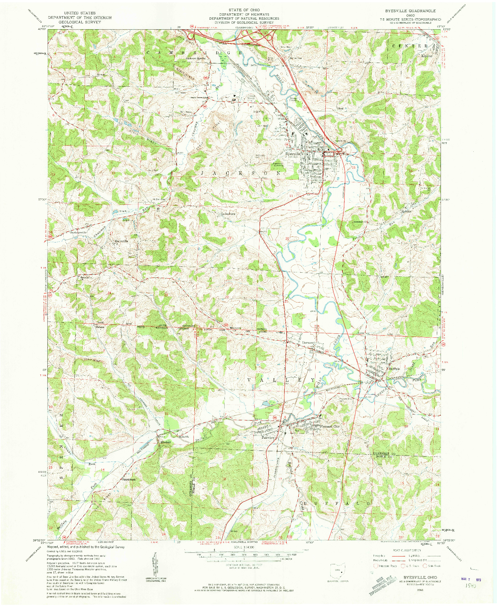 USGS 1:24000-SCALE QUADRANGLE FOR BYESVILLE, OH 1961