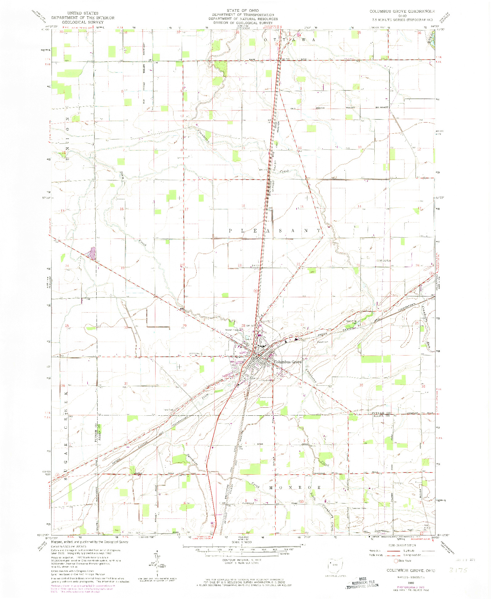 USGS 1:24000-SCALE QUADRANGLE FOR COLUMBUS GROVE, OH 1960