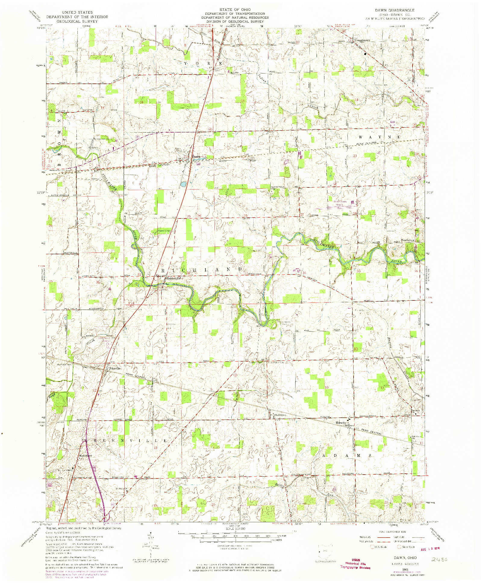 USGS 1:24000-SCALE QUADRANGLE FOR DAWN, OH 1961