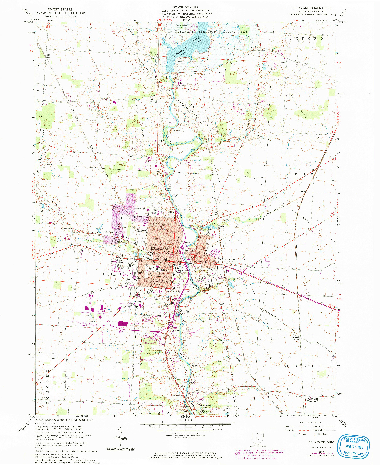 USGS 1:24000-SCALE QUADRANGLE FOR DELAWARE, OH 1960