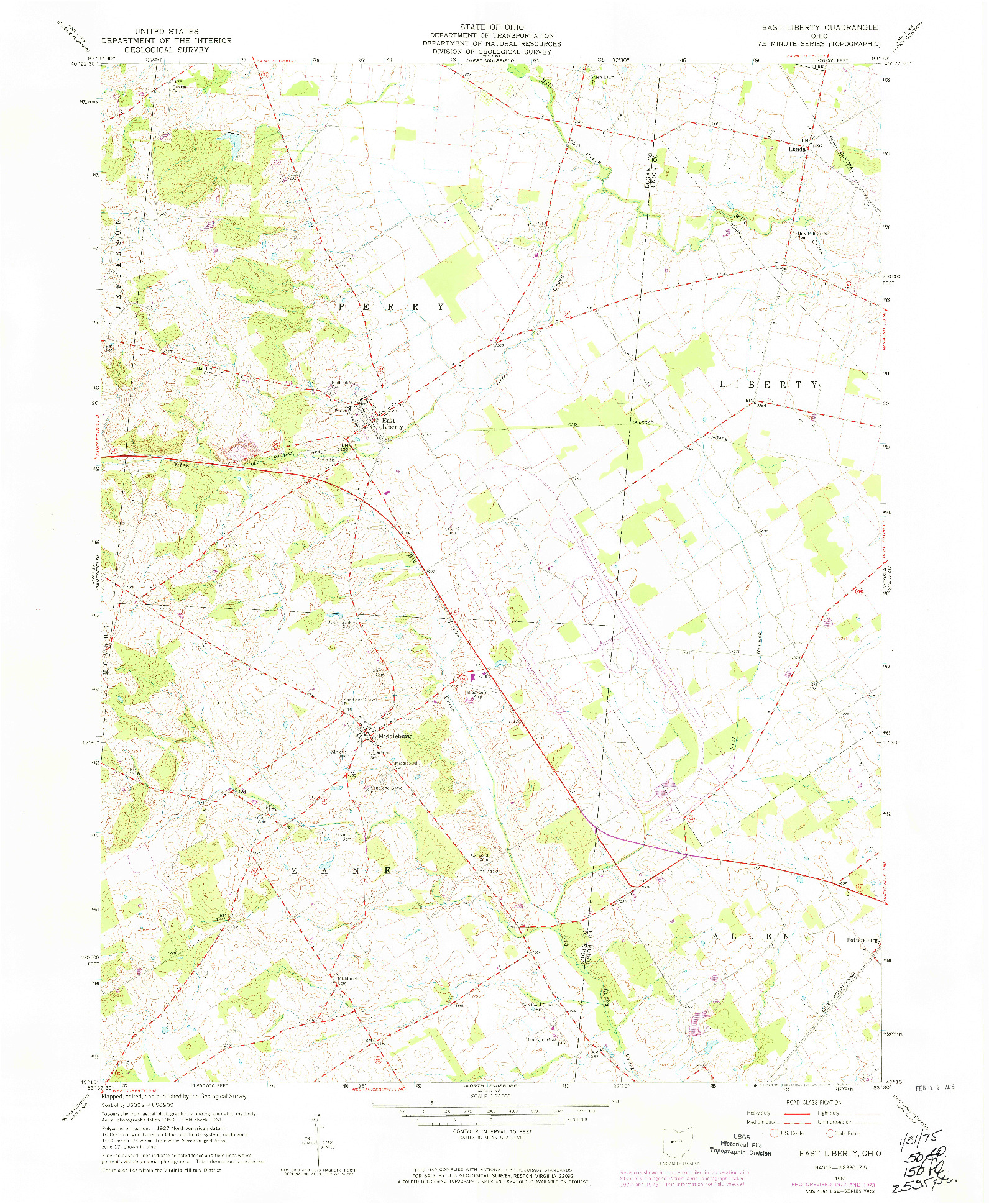 USGS 1:24000-SCALE QUADRANGLE FOR EAST LIBERTY, OH 1961