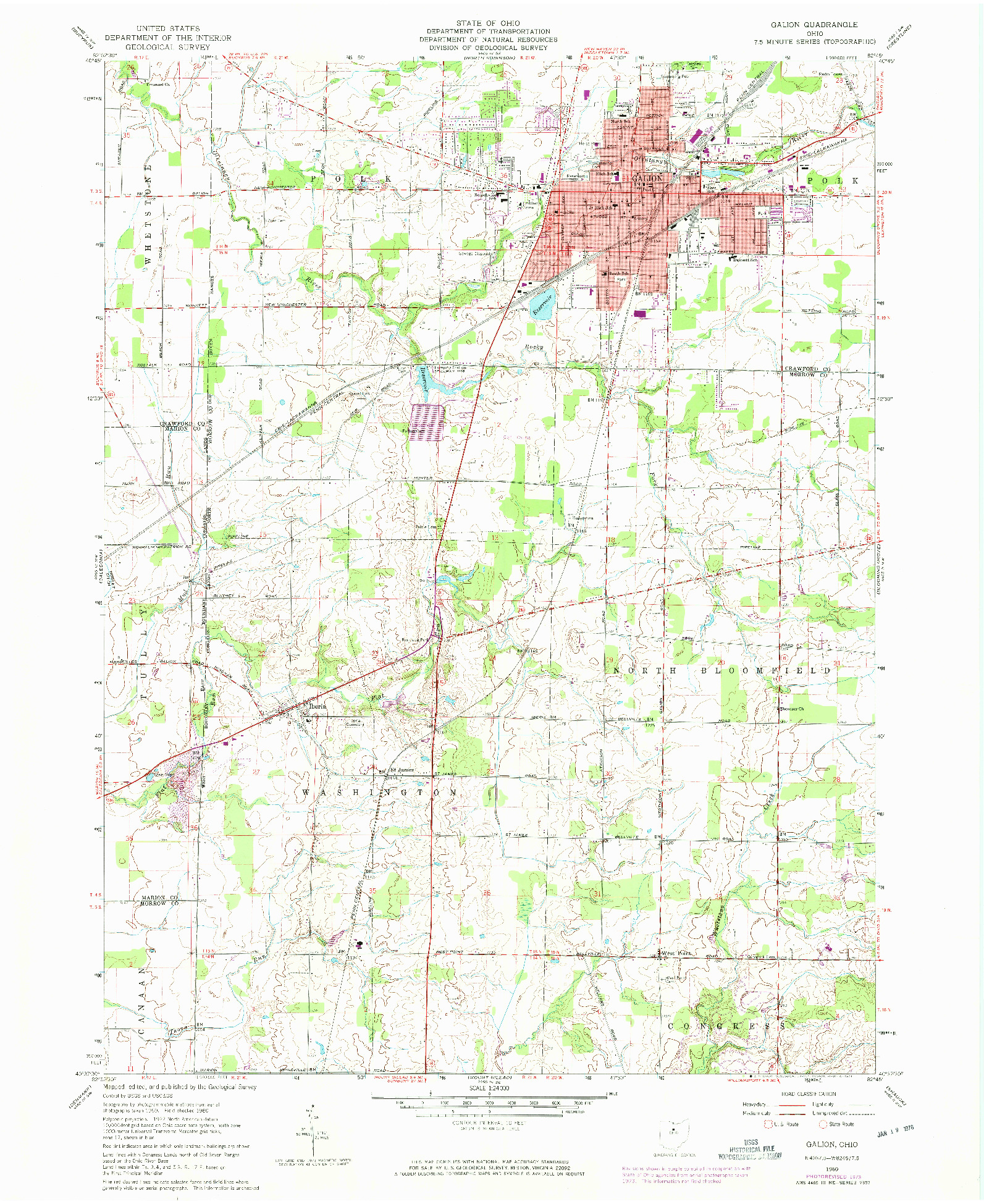 USGS 1:24000-SCALE QUADRANGLE FOR GALION, OH 1960