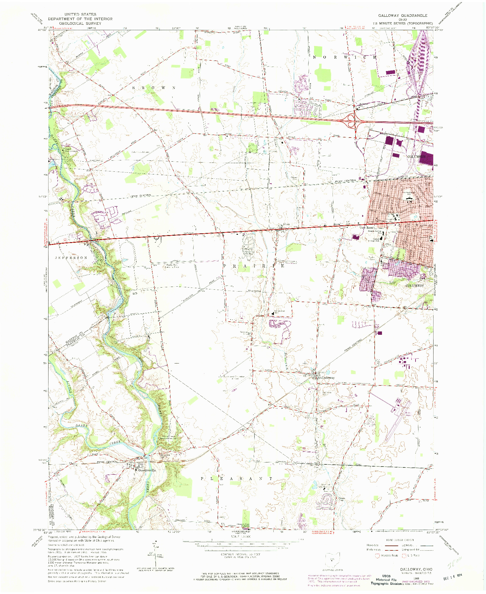 USGS 1:24000-SCALE QUADRANGLE FOR GALLOWAY, OH 1966