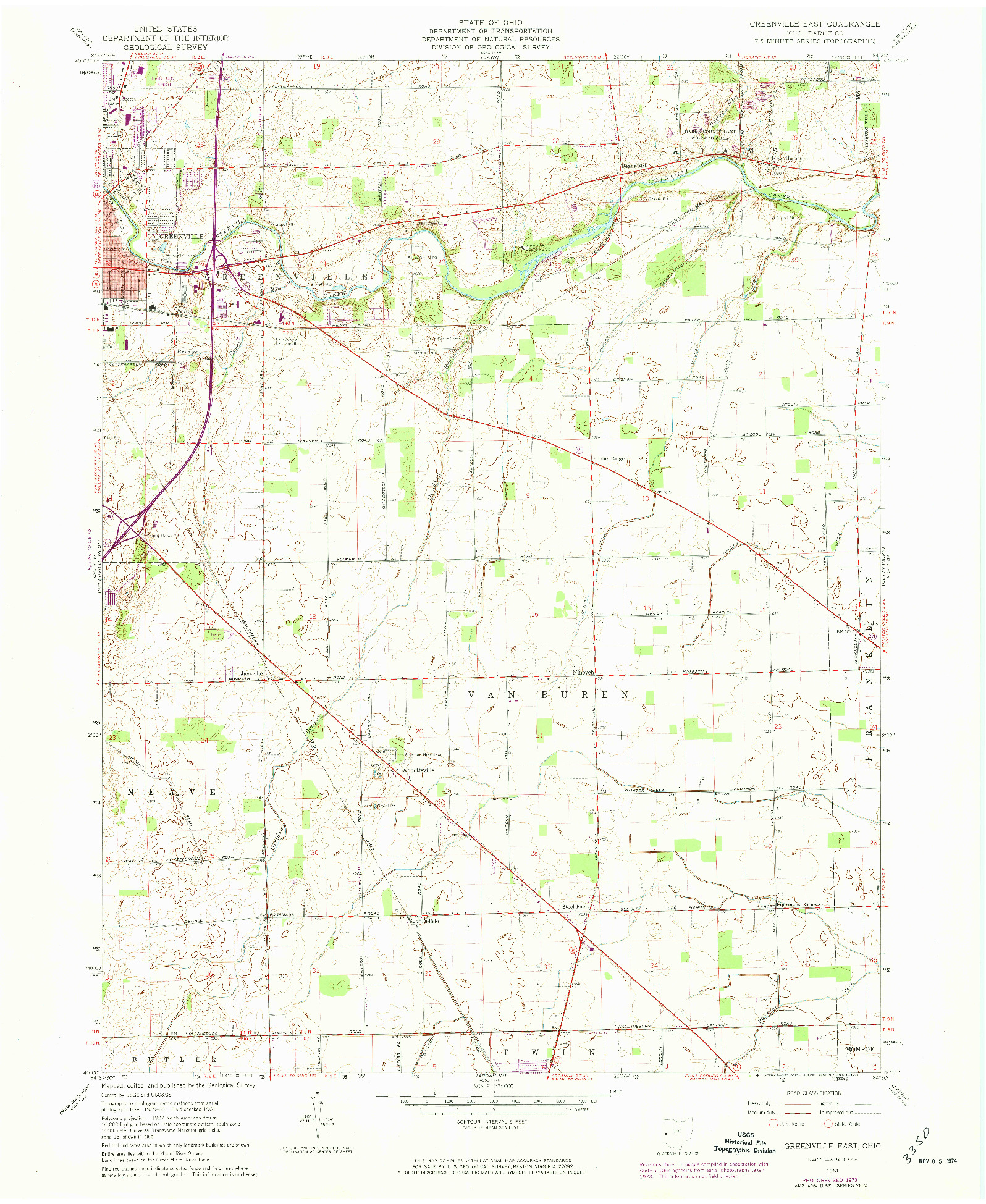 USGS 1:24000-SCALE QUADRANGLE FOR GREENVILLE EAST, OH 1961