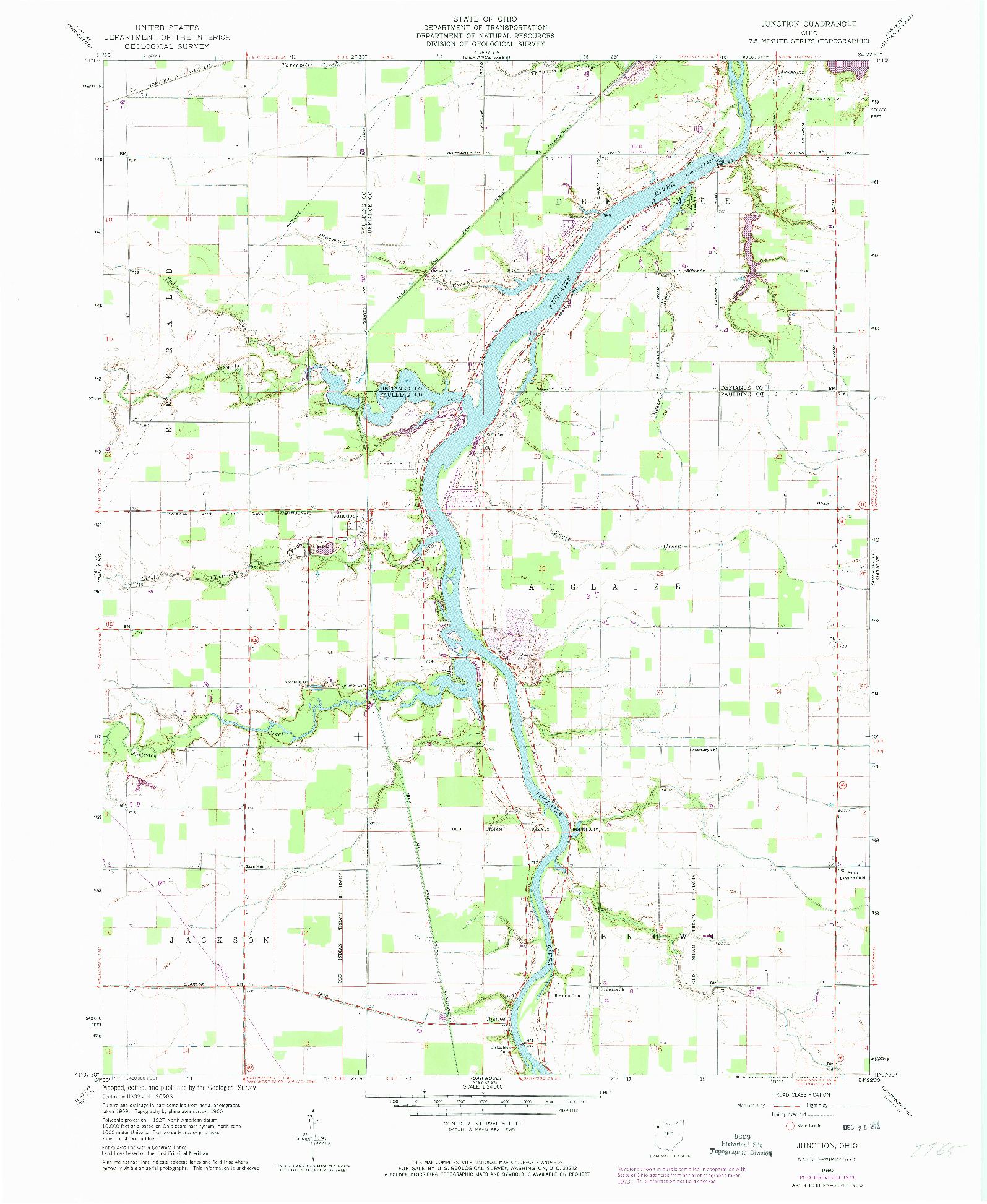 USGS 1:24000-SCALE QUADRANGLE FOR JUNCTION, OH 1960