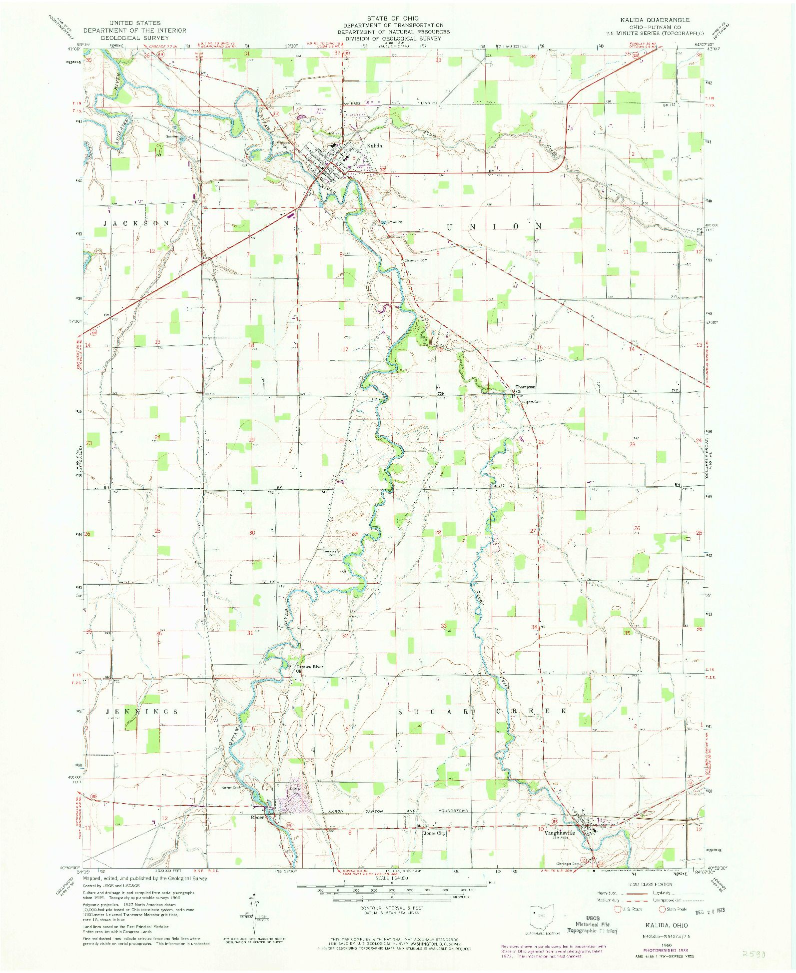 USGS 1:24000-SCALE QUADRANGLE FOR KALIDA, OH 1960