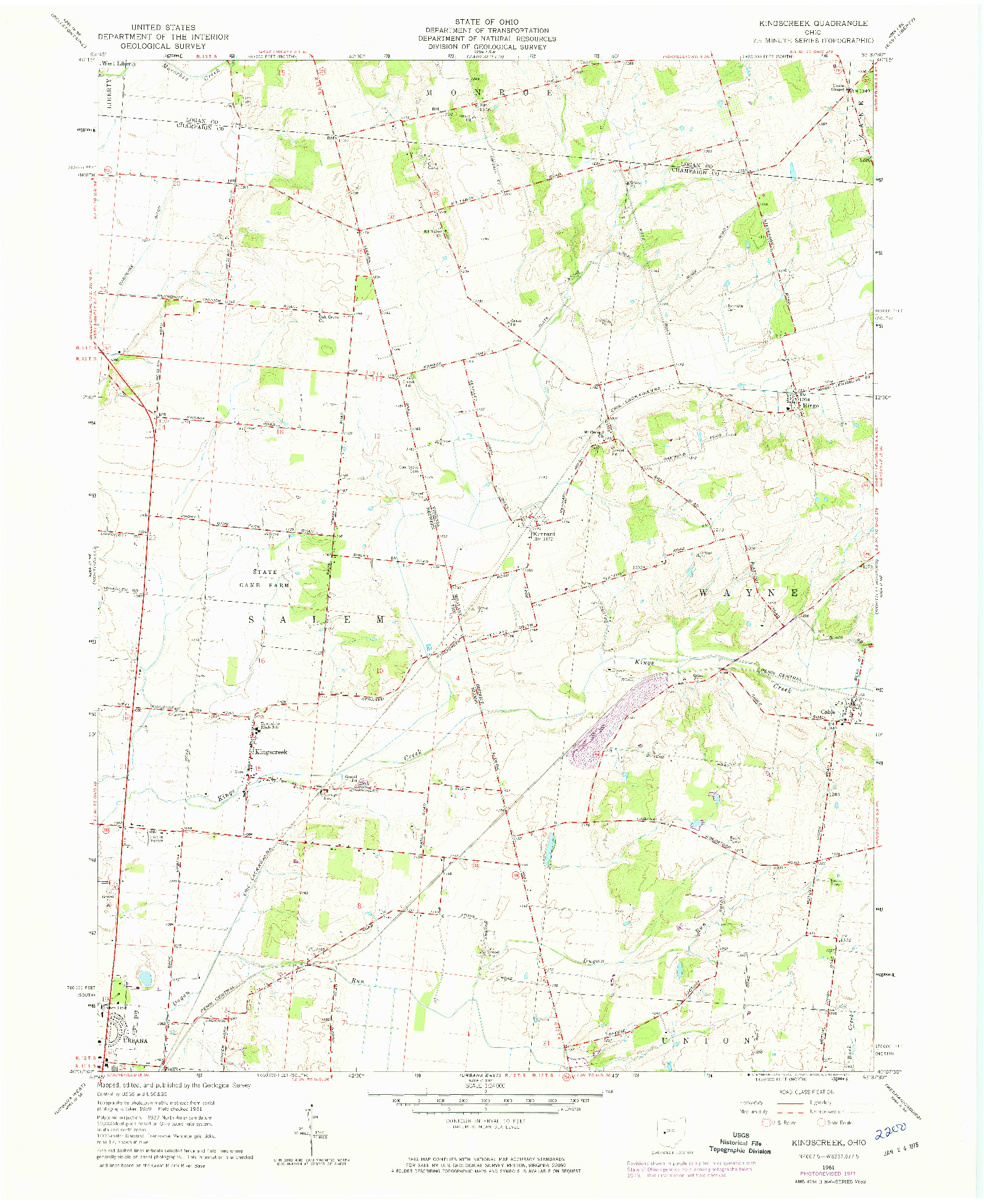 USGS 1:24000-SCALE QUADRANGLE FOR KINGSCREEK, OH 1961