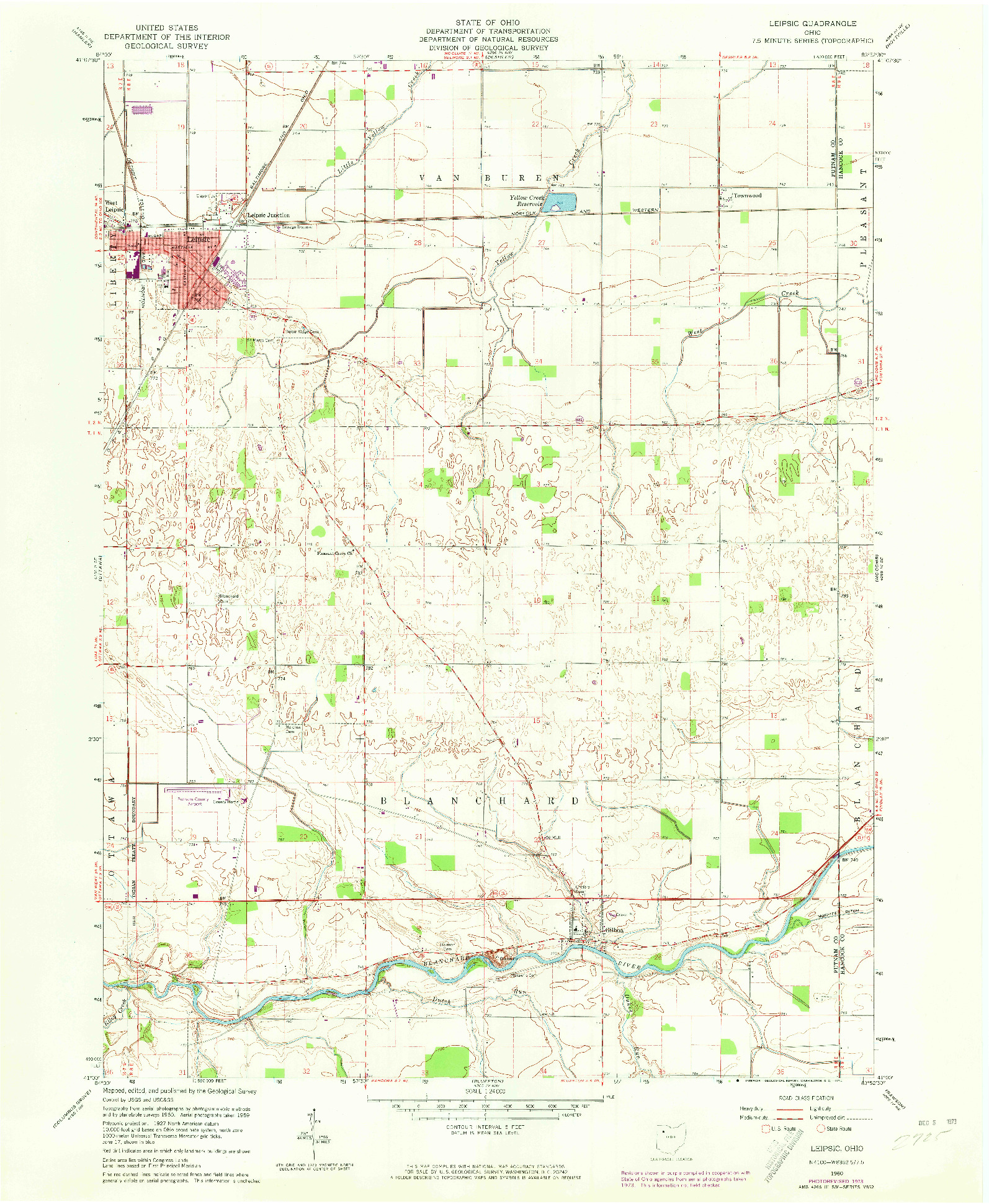 USGS 1:24000-SCALE QUADRANGLE FOR LEIPSIC, OH 1960