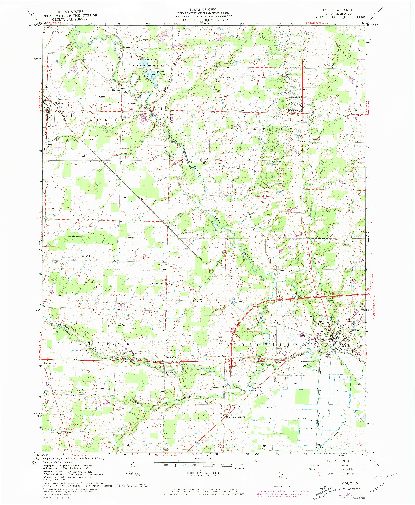 USGS 1:24000-SCALE QUADRANGLE FOR LODI, OH 1961