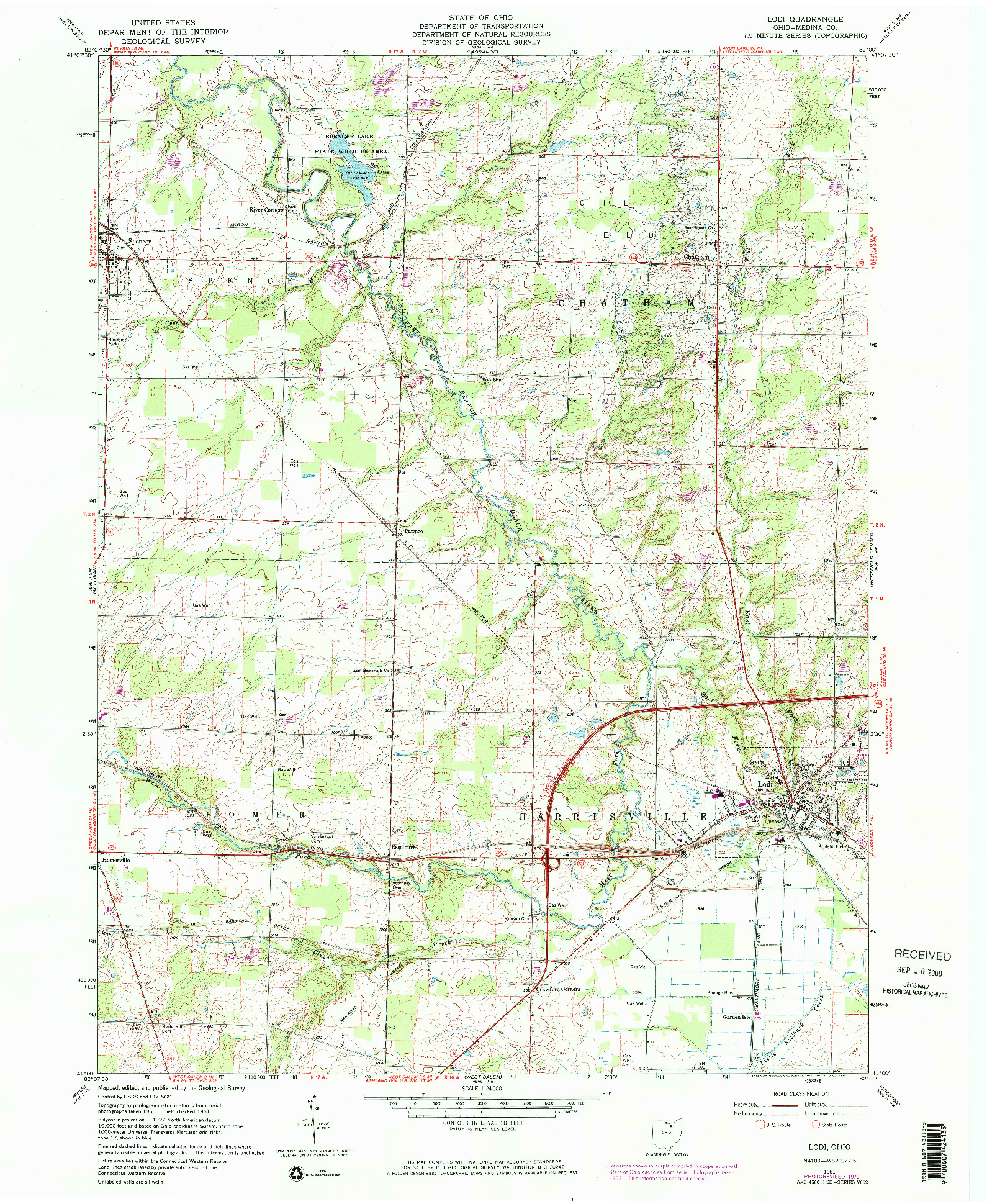 USGS 1:24000-SCALE QUADRANGLE FOR LODI, OH 1961