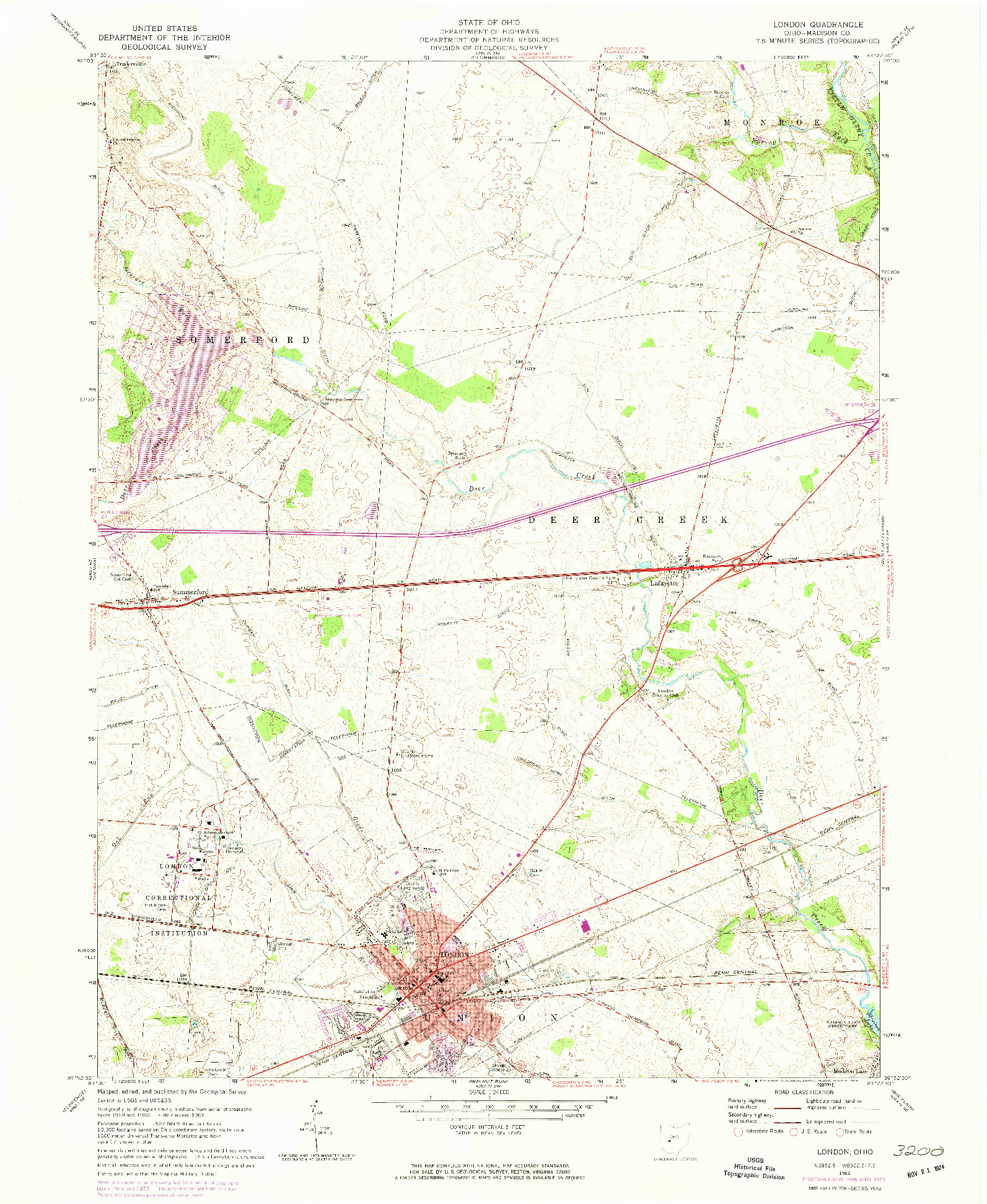 USGS 1:24000-SCALE QUADRANGLE FOR LONDON, OH 1961