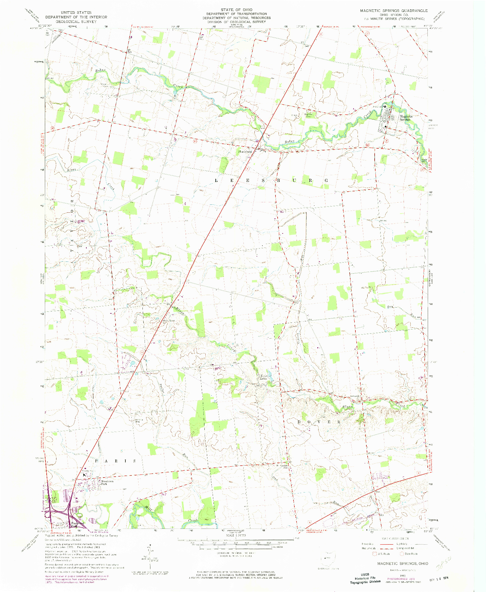 USGS 1:24000-SCALE QUADRANGLE FOR MAGNETIC SPRINGS, OH 1961