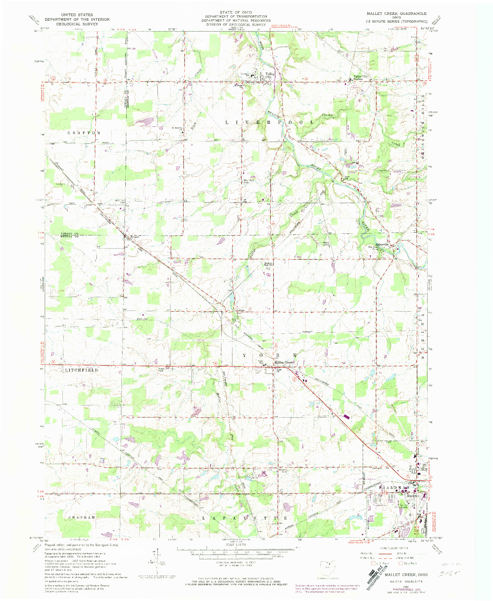 USGS 1:24000-SCALE QUADRANGLE FOR MALLET CREEK, OH 1961