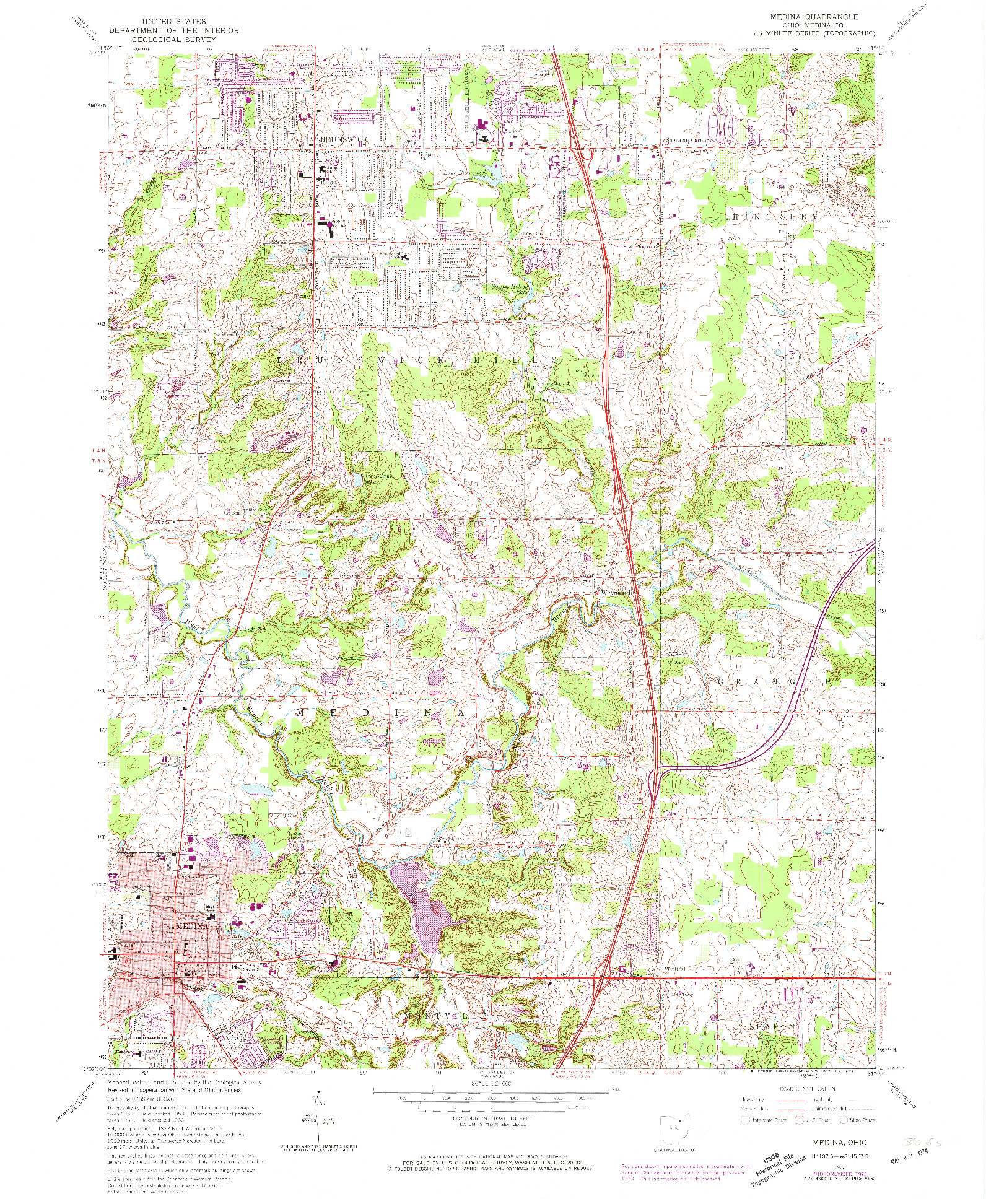 USGS 1:24000-SCALE QUADRANGLE FOR MEDINA, OH 1963