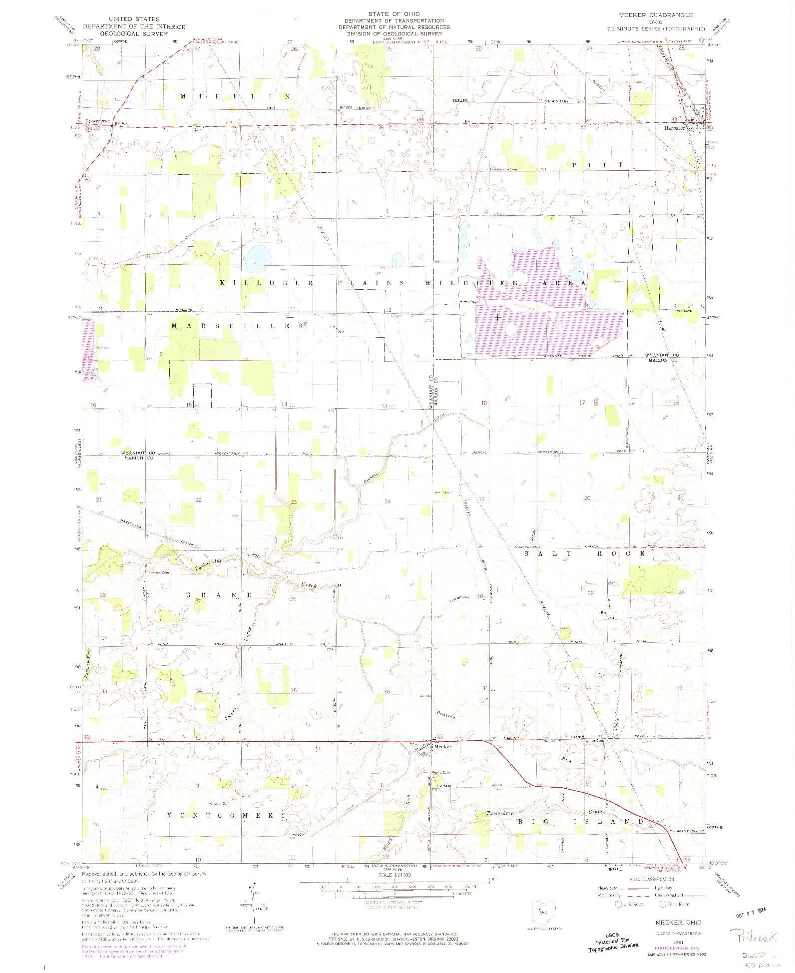 USGS 1:24000-SCALE QUADRANGLE FOR MEEKER, OH 1961