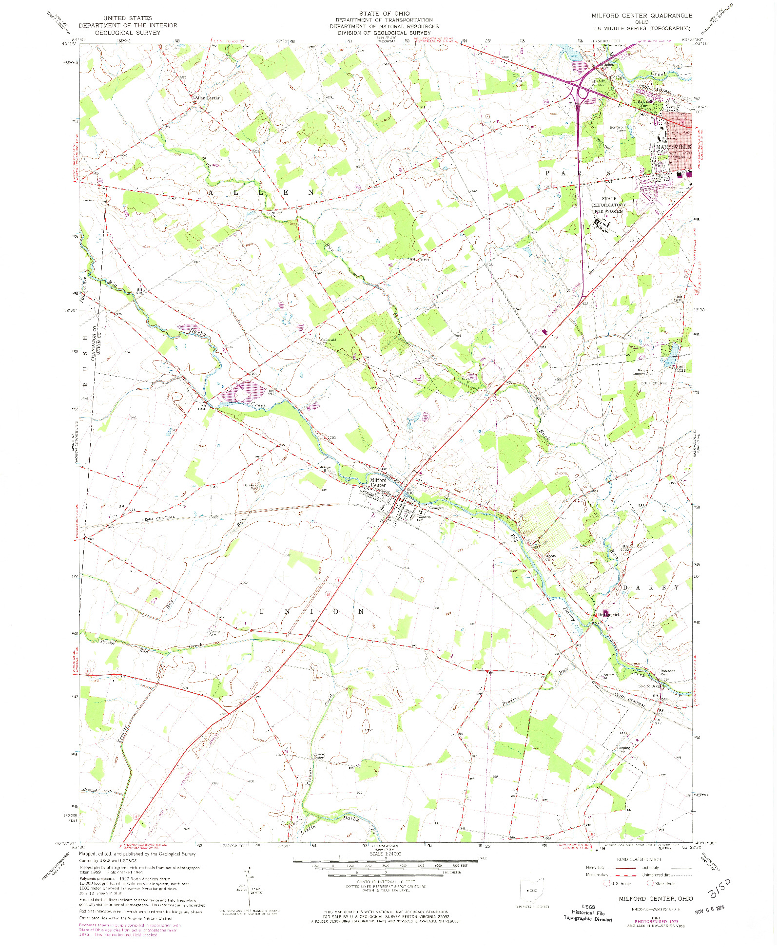 USGS 1:24000-SCALE QUADRANGLE FOR MILFORD CENTER, OH 1961