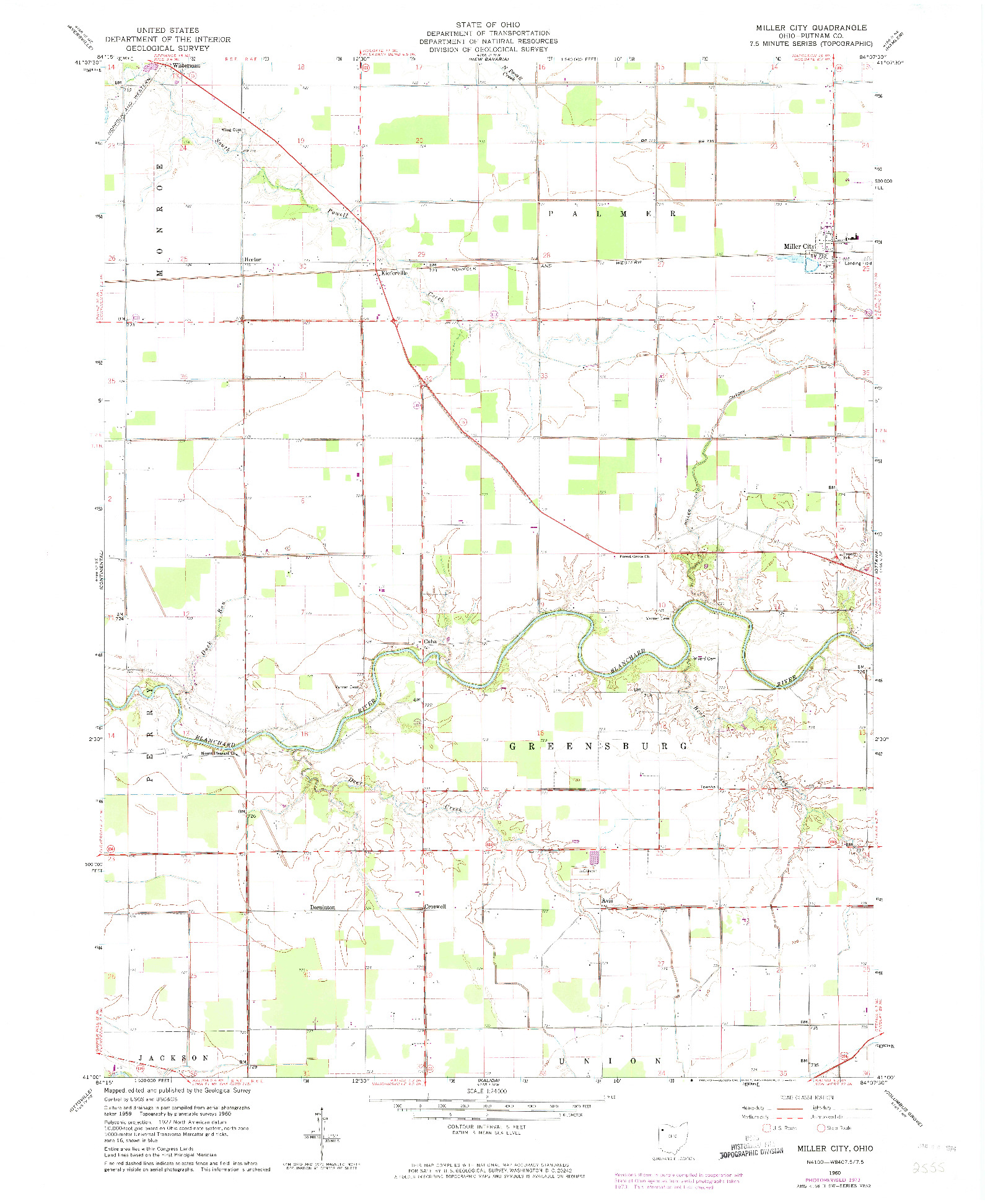 USGS 1:24000-SCALE QUADRANGLE FOR MILLER CITY, OH 1960