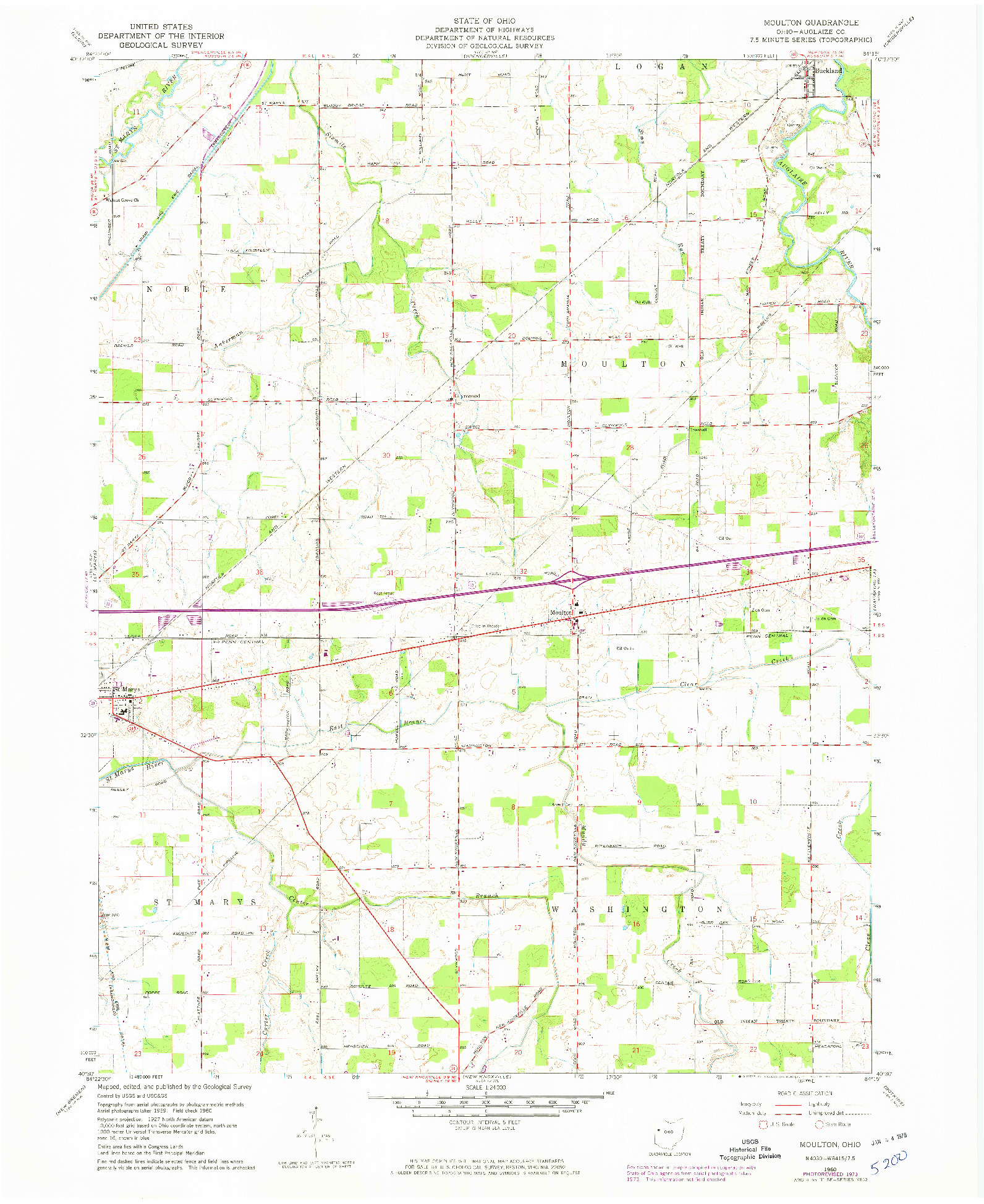 USGS 1:24000-SCALE QUADRANGLE FOR MOULTON, OH 1960