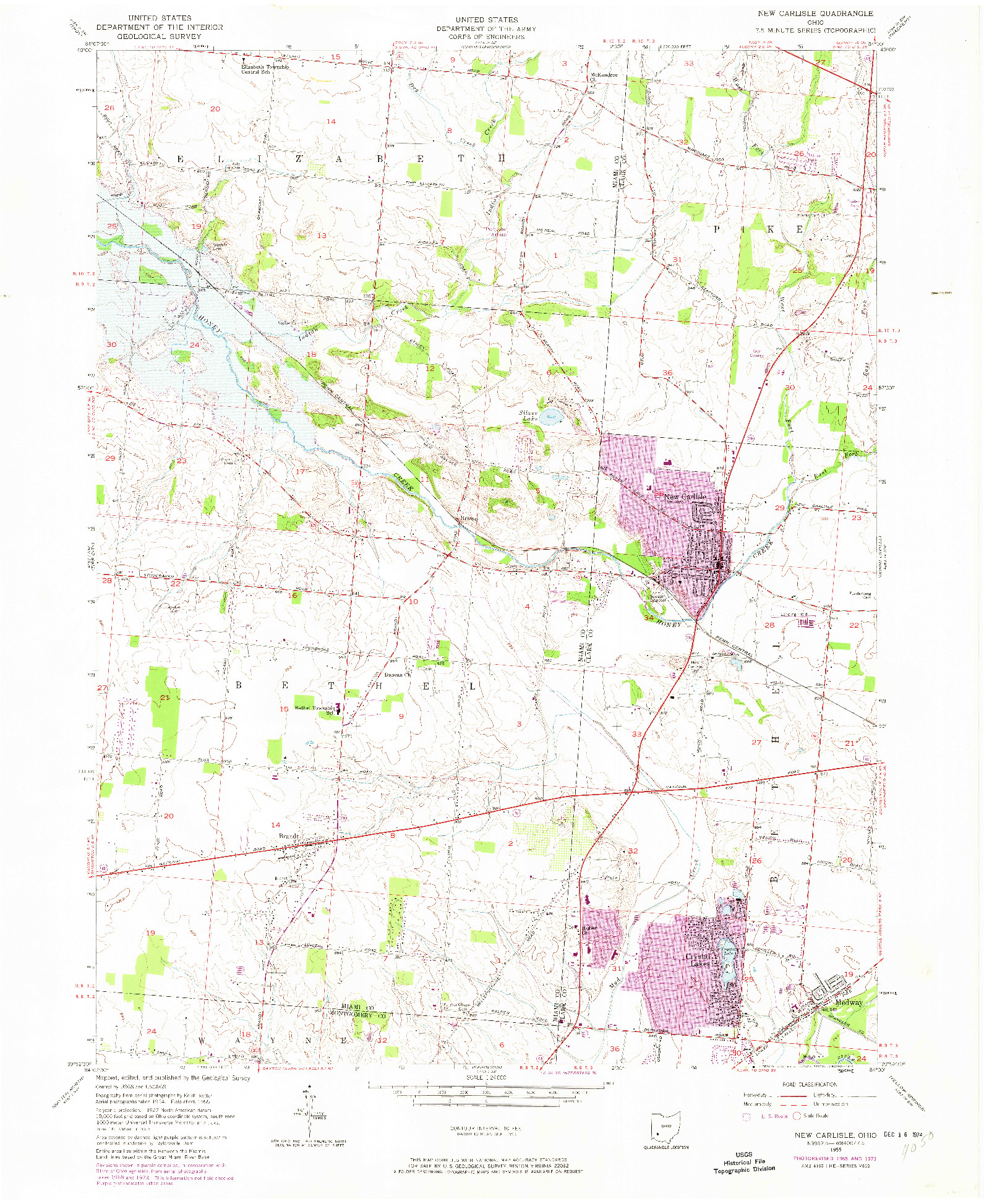 USGS 1:24000-SCALE QUADRANGLE FOR NEW CARLISLE, OH 1955