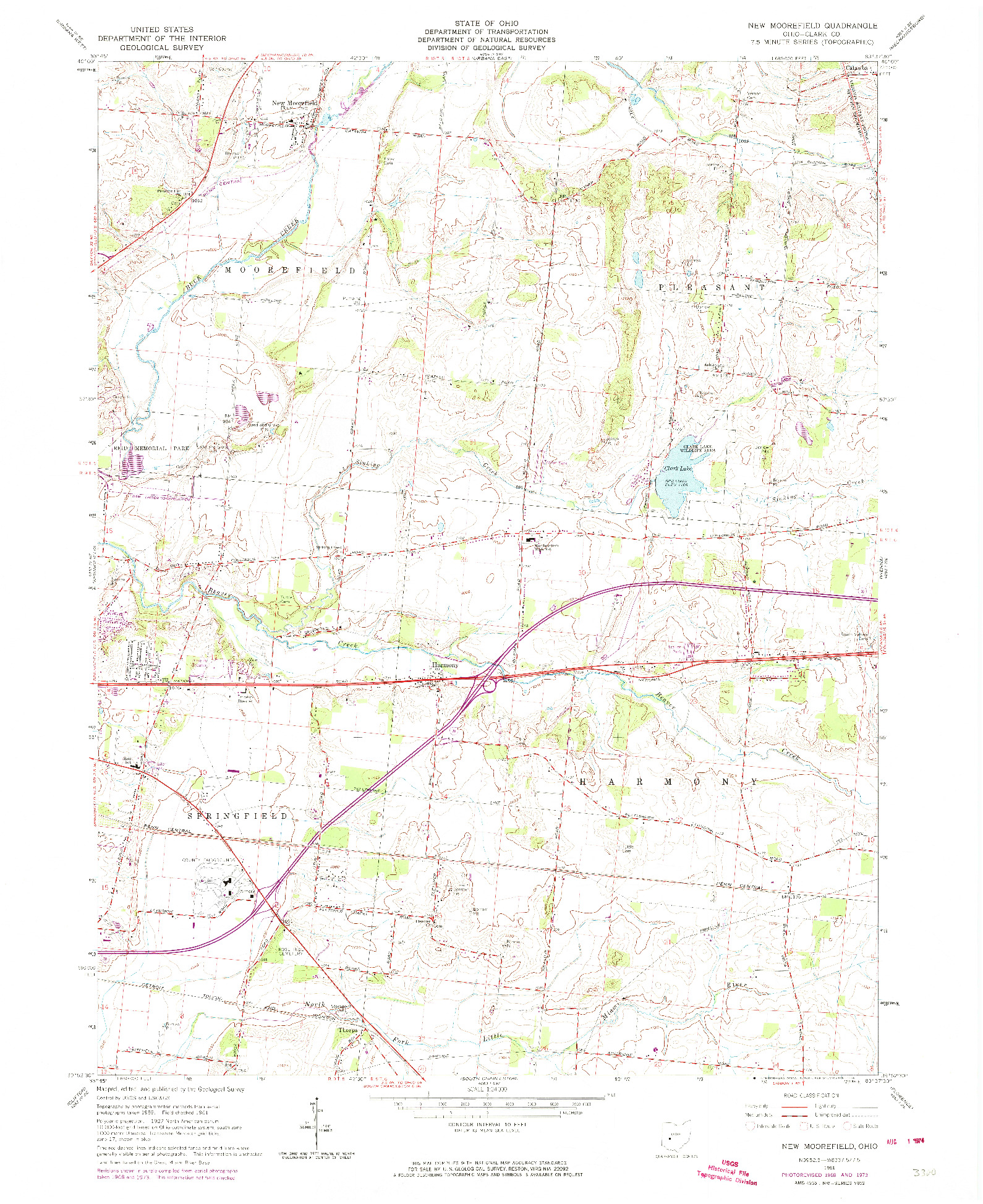 USGS 1:24000-SCALE QUADRANGLE FOR NEW MOOREFIELD, OH 1961