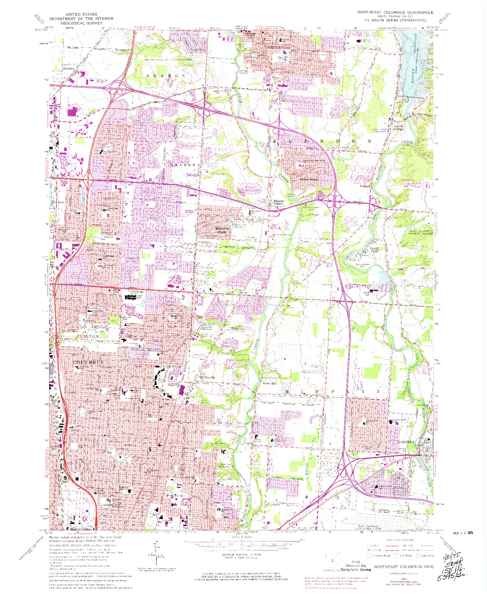 USGS 1:24000-SCALE QUADRANGLE FOR NORTHEAST COLUMBUS, OH 1964