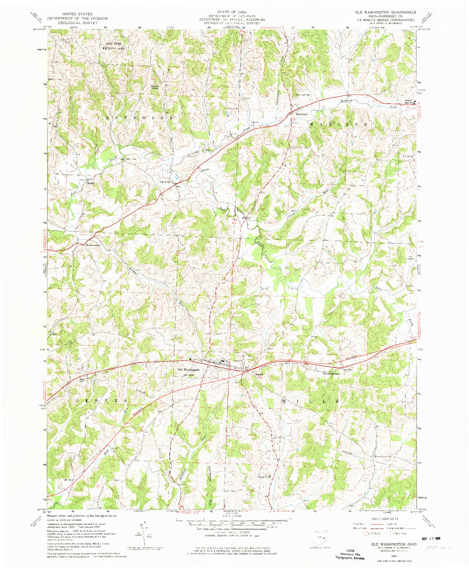 USGS 1:24000-SCALE QUADRANGLE FOR OLD WASHINGTON, OH 1962