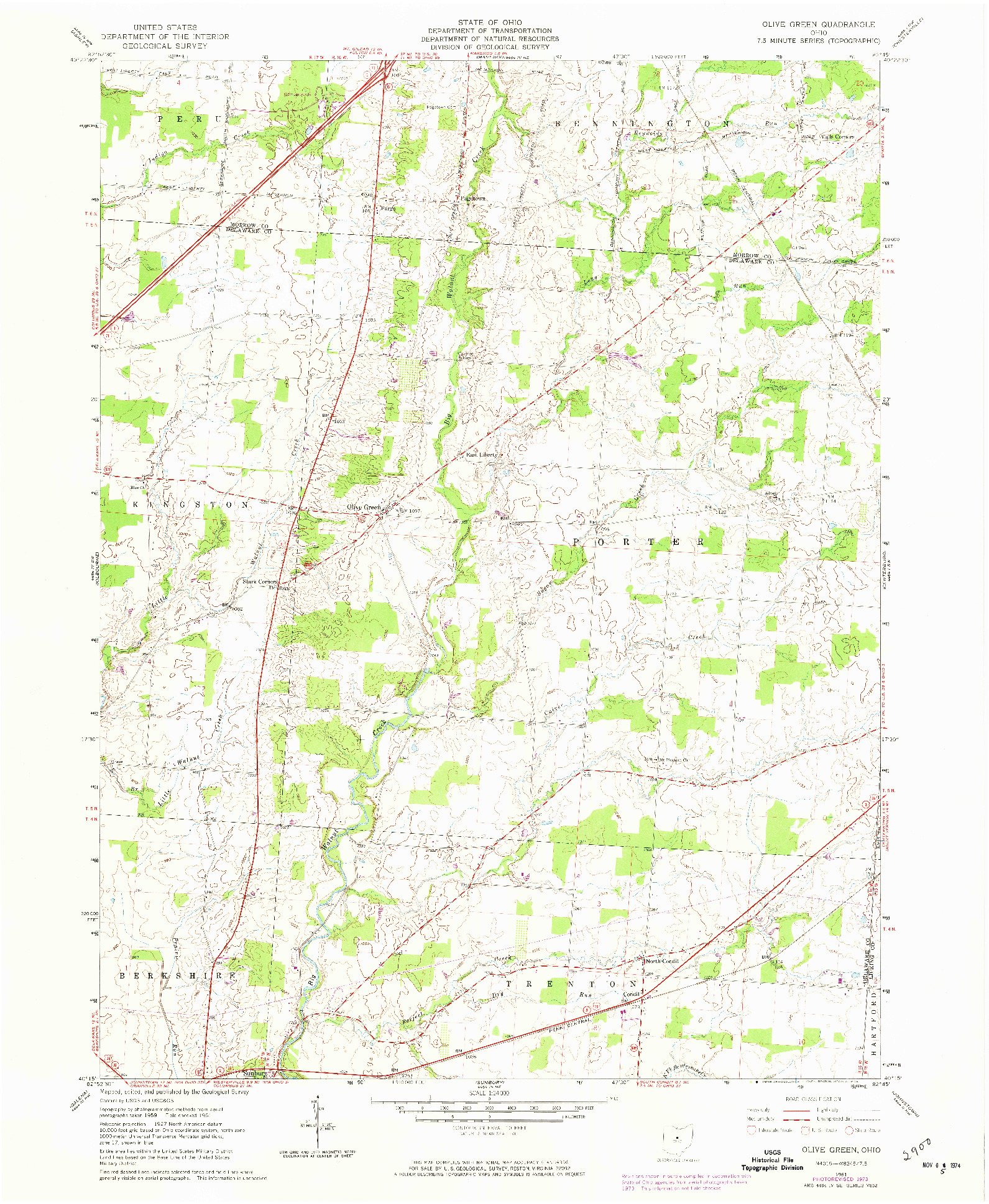 USGS 1:24000-SCALE QUADRANGLE FOR OLIVE GREEN, OH 1961