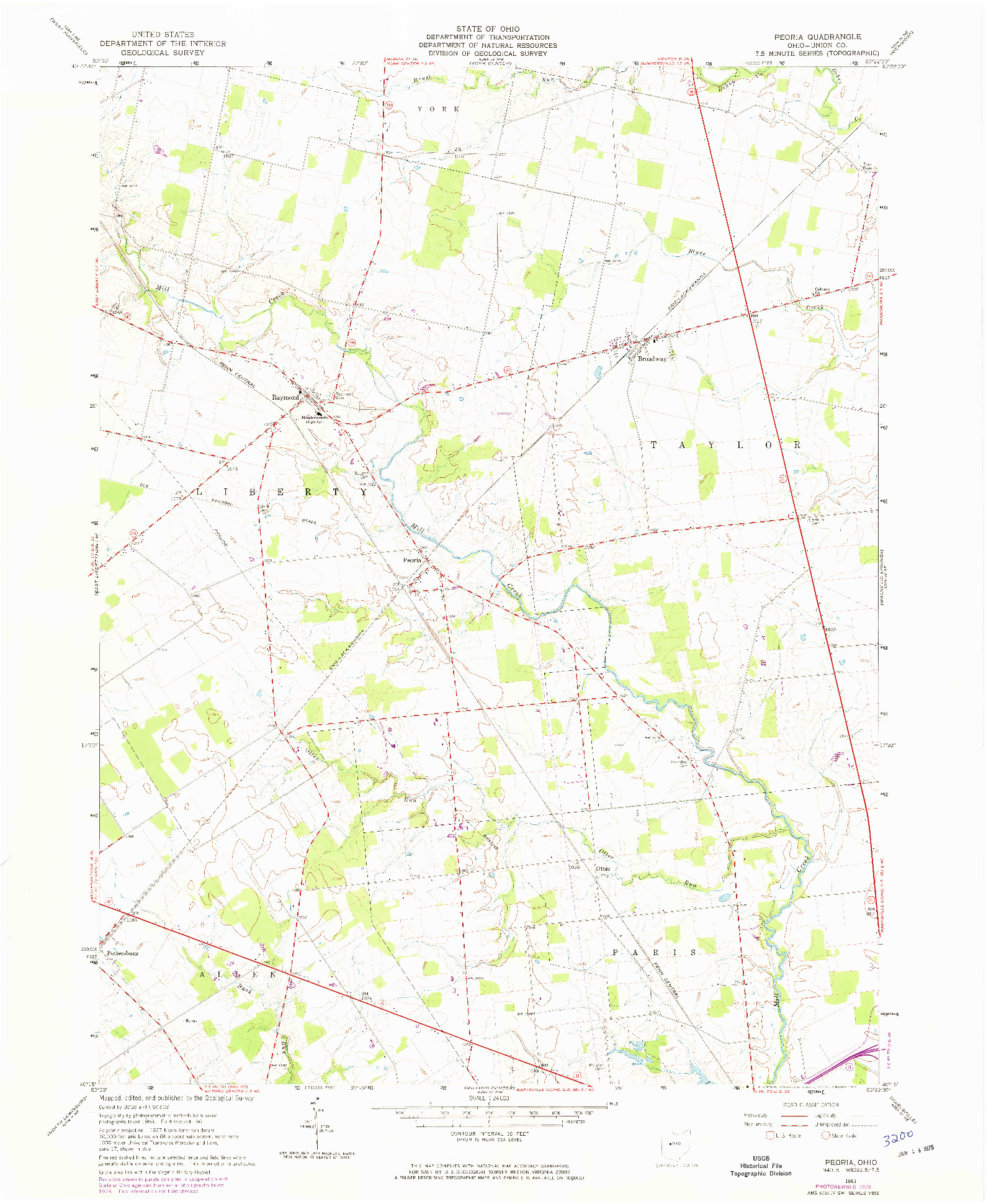 USGS 1:24000-SCALE QUADRANGLE FOR PEORIA, OH 1961