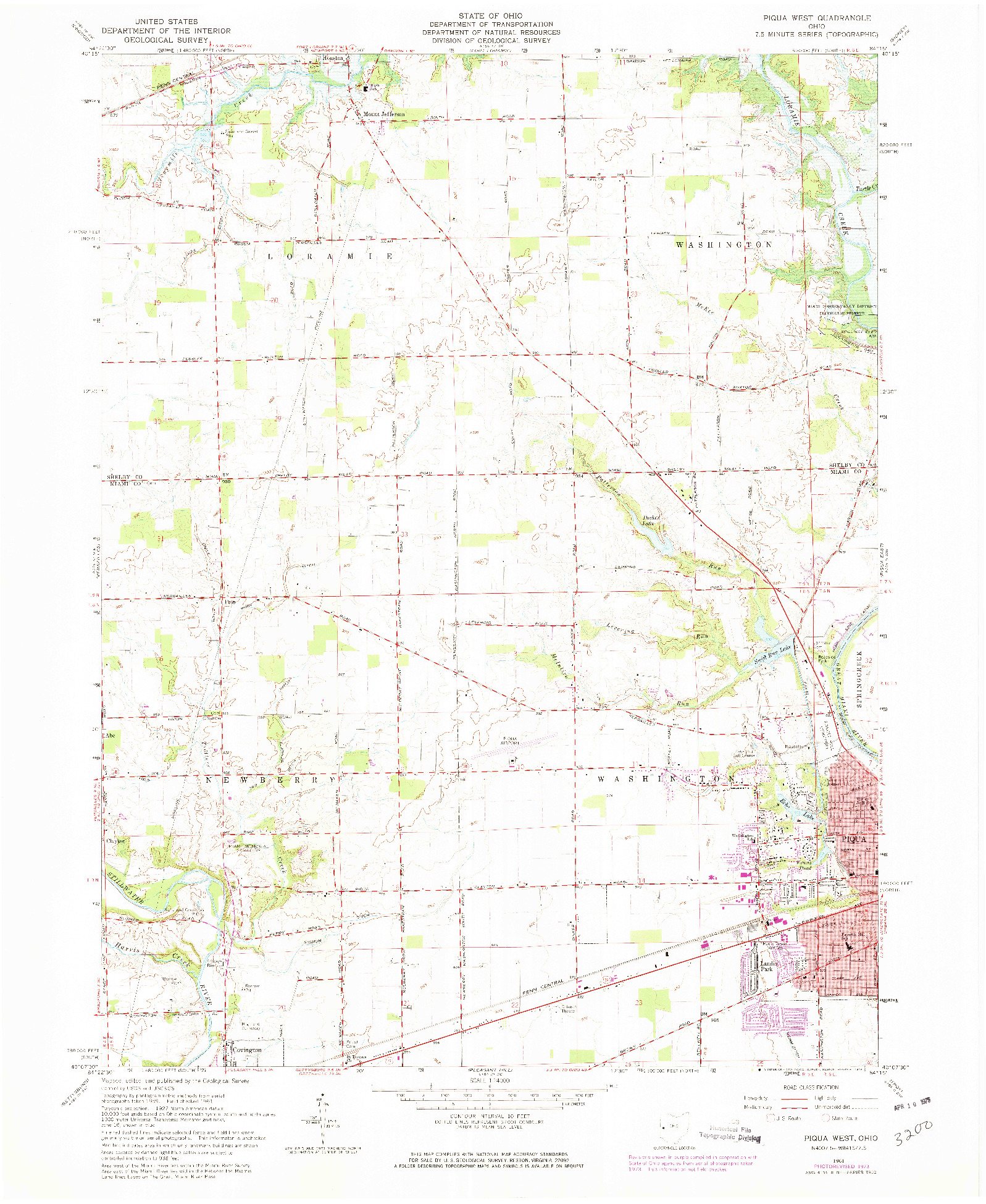 USGS 1:24000-SCALE QUADRANGLE FOR PIQUA WEST, OH 1961