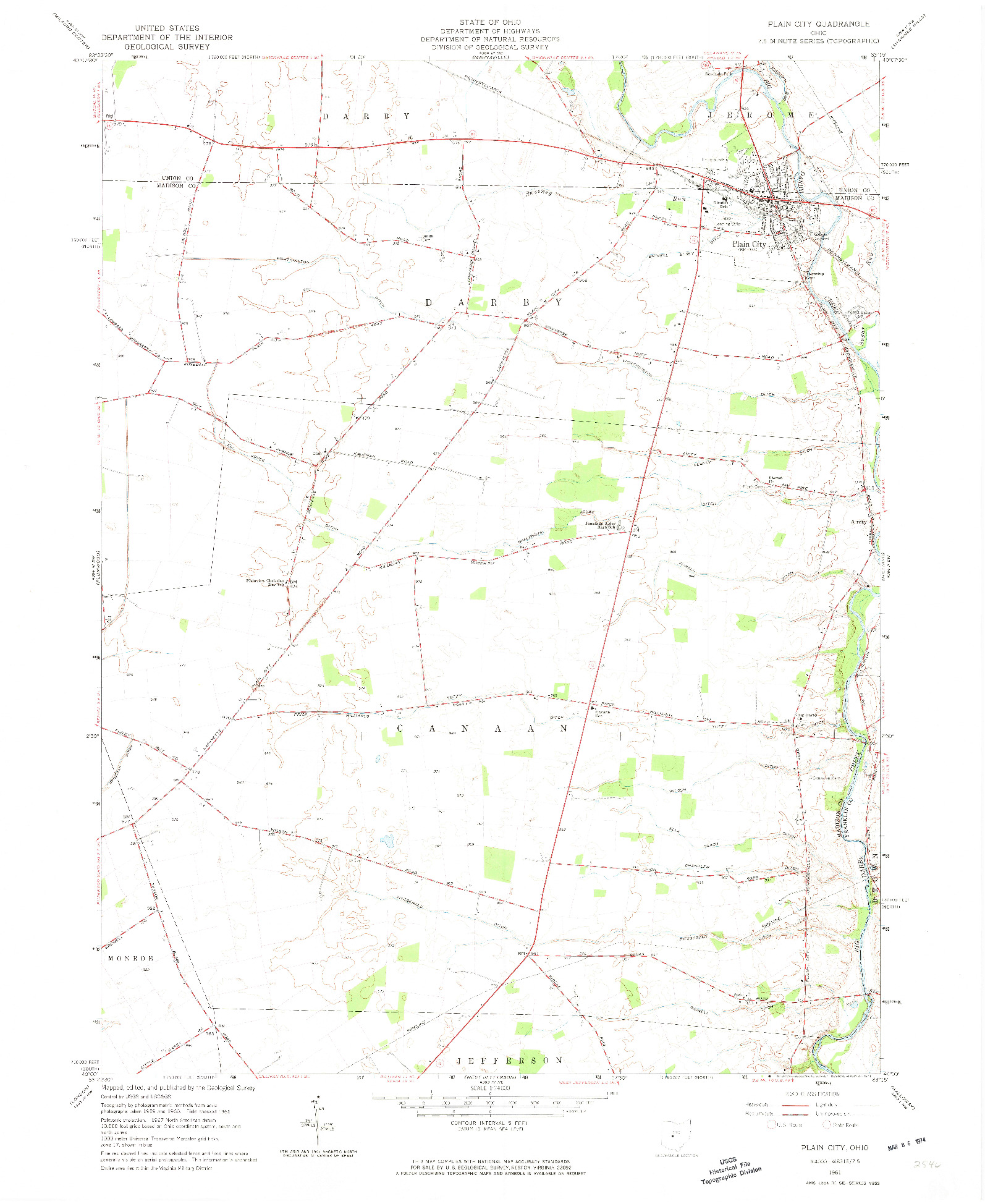 USGS 1:24000-SCALE QUADRANGLE FOR PLAIN CITY, OH 1961