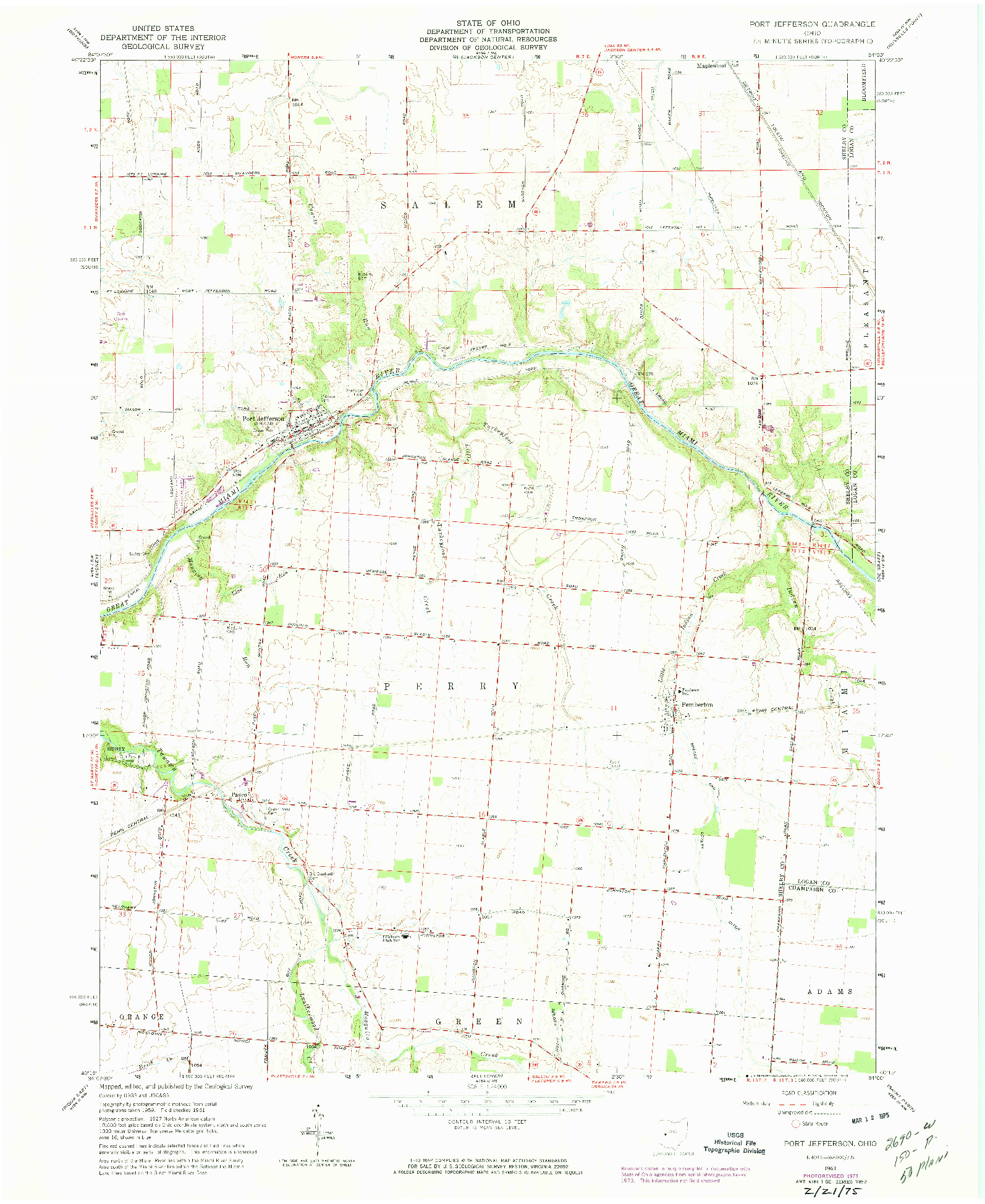 USGS 1:24000-SCALE QUADRANGLE FOR PORT JEFFERSON, OH 1961