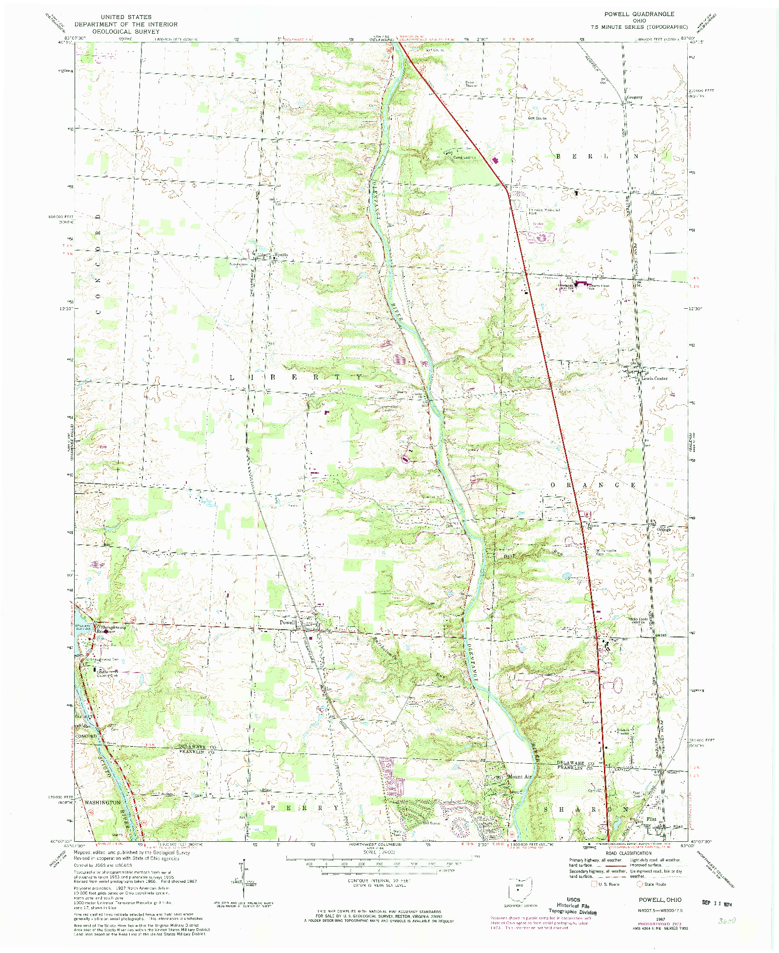 USGS 1:24000-SCALE QUADRANGLE FOR POWELL, OH 1967