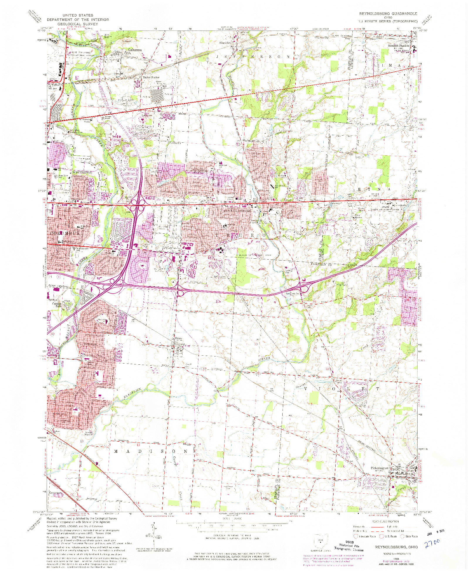 USGS 1:24000-SCALE QUADRANGLE FOR REYNOLDSBURG, OH 1964